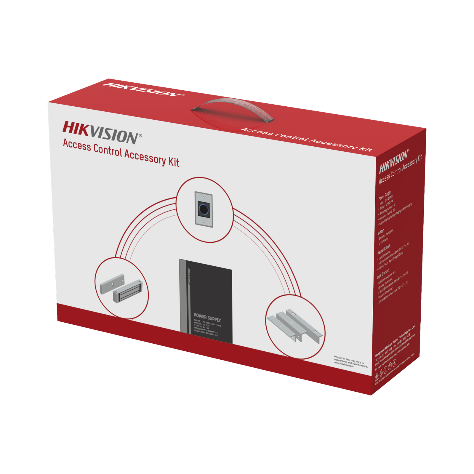 Kit HIKVISION para para Control de Acceso / Fuente 12 Vcd 2 A + Botón de Salida + Chapa Magnética 600 Lbs / Para Instalación de Control de Acceso Autónomo (Facial Min Moe, Teclados, Lectores de Huella, Etc...)