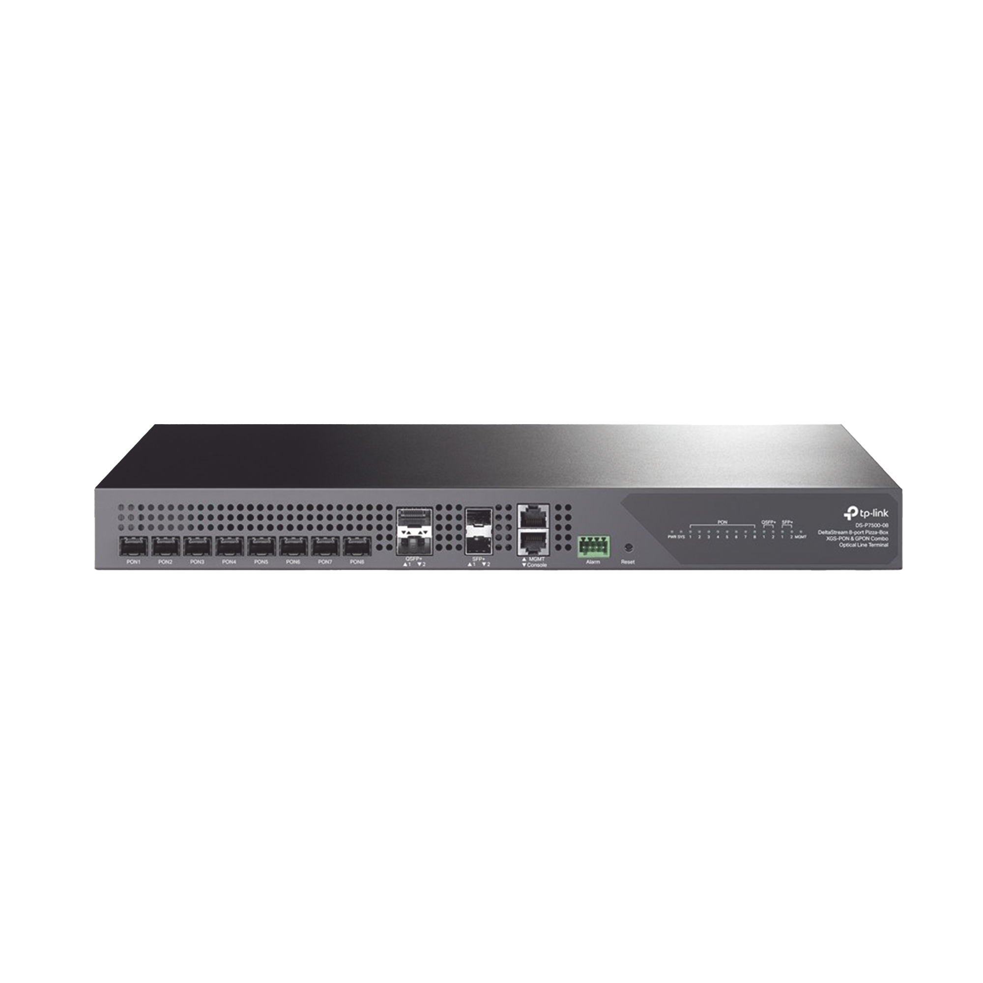 Deltra Stream - OLT de 8 Puertos XGSPON & GPON Combo / Conexión Hasta 2,048 ONUs / 2 Puerto 40G QSFP+ Uplink / 2 Puertos SFP+ 10G Uplink / Fuentes Redundantes AC-AC (incluidas) /  Administración desde la Nube Sin Costo (DPMS)