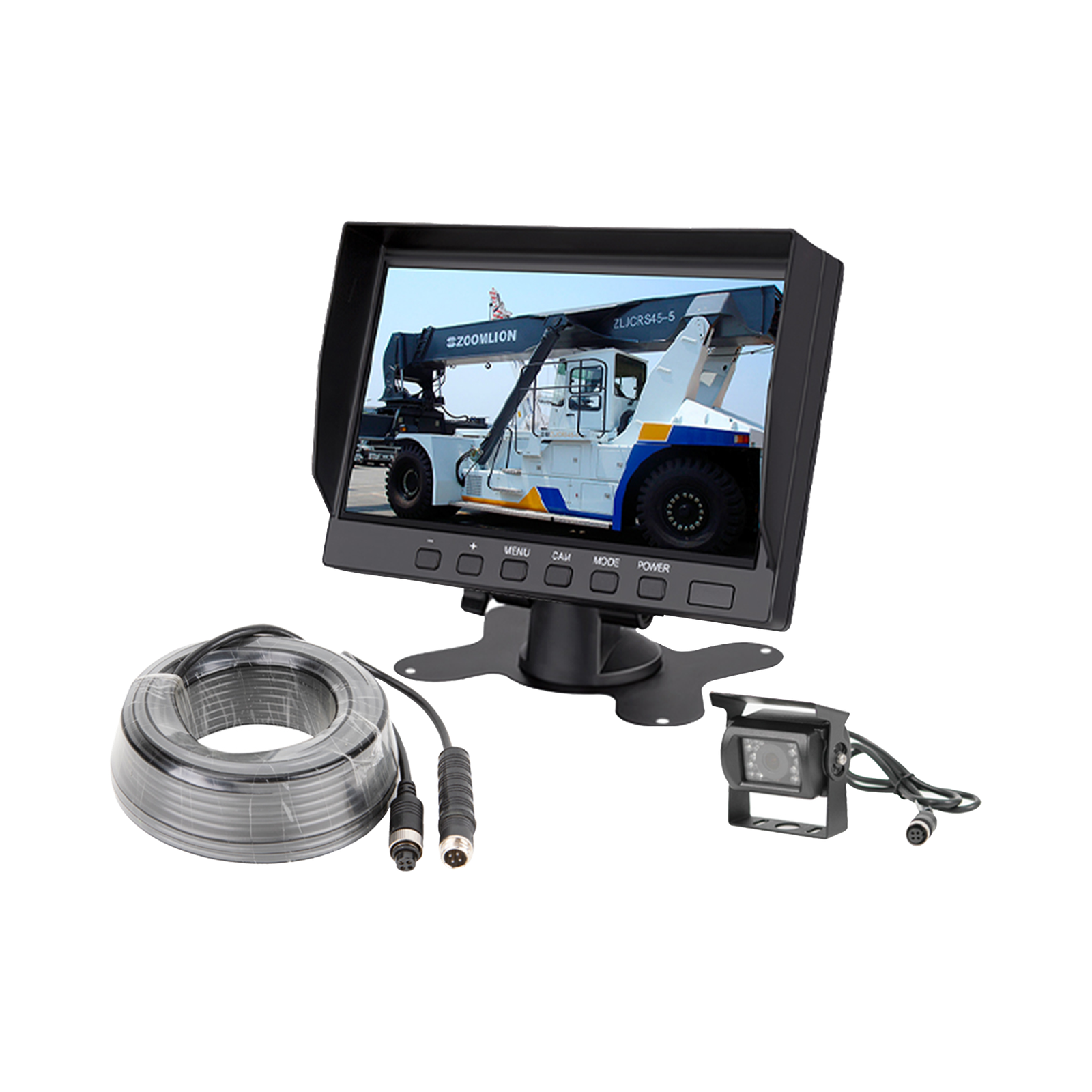 Sistema Profesional de Cámara de Reversa y Monitor Alámbrico para Vehículos de Trabajo y Montacargas