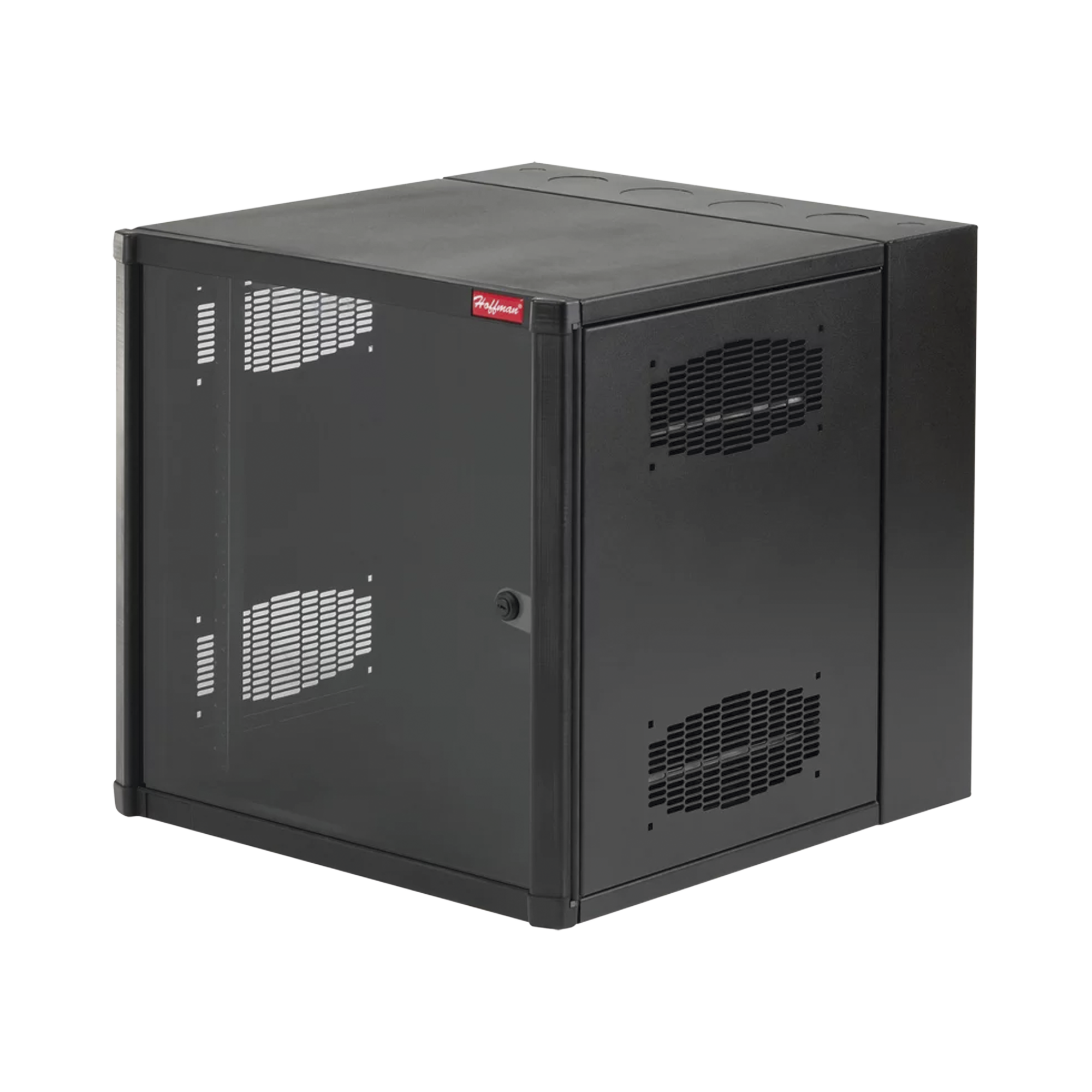 Gabinete AccessPlus de 12 UR Montaje en Pared de 19in, Rieles Numerados y Roscados #10-32, Puerta con Ventana de Seguridad, 600 mm de Ancho, 637 mm de Profundidad, Color Negro