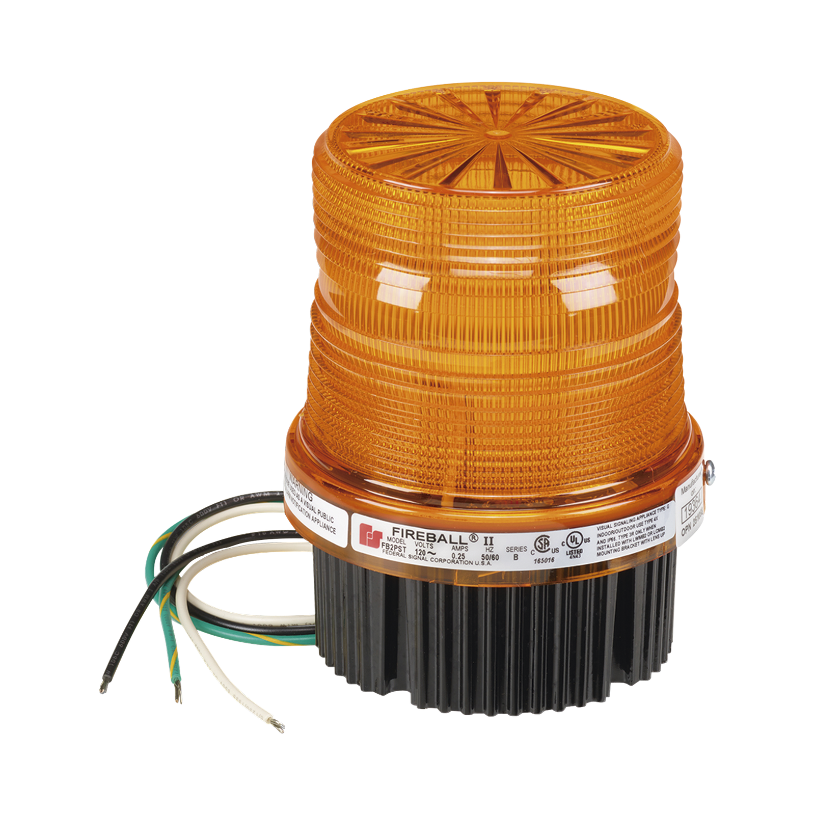 Luz de advertencia estroboscópica Fireball®, Listado por UL y cUL, 120 VCA, color ámbar
