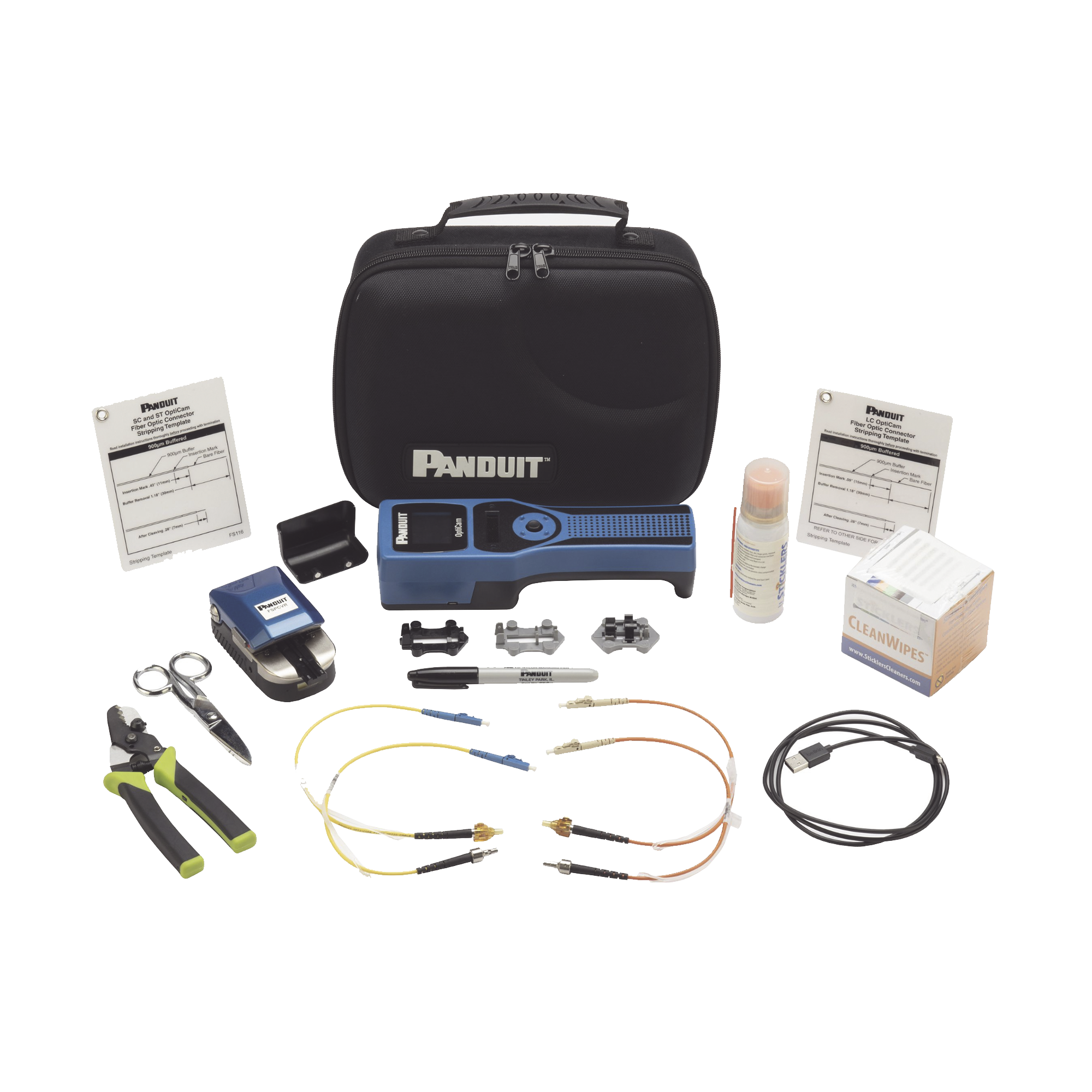 Kit Completo de Herramienta OCTT Opticam 2 de Panduit, para Terminación de Conectores Pre-Pulidos LC, SC o ST, Incluye Desforradora y Cleaver