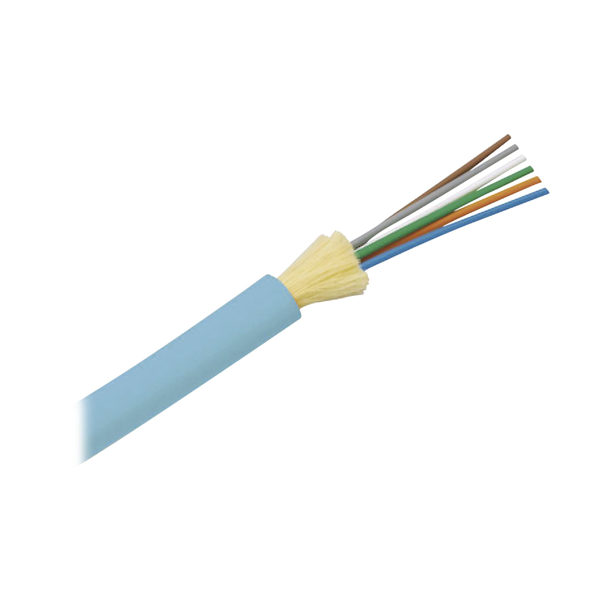 Cable de Fibra Óptica de 12 Hilos, Multimodo OM4 50/125 Optimizada, Interior, Tight Buffer 900um, No Conductiva (Dieléctrica), OFNR (Riser), Precio Por Metro
