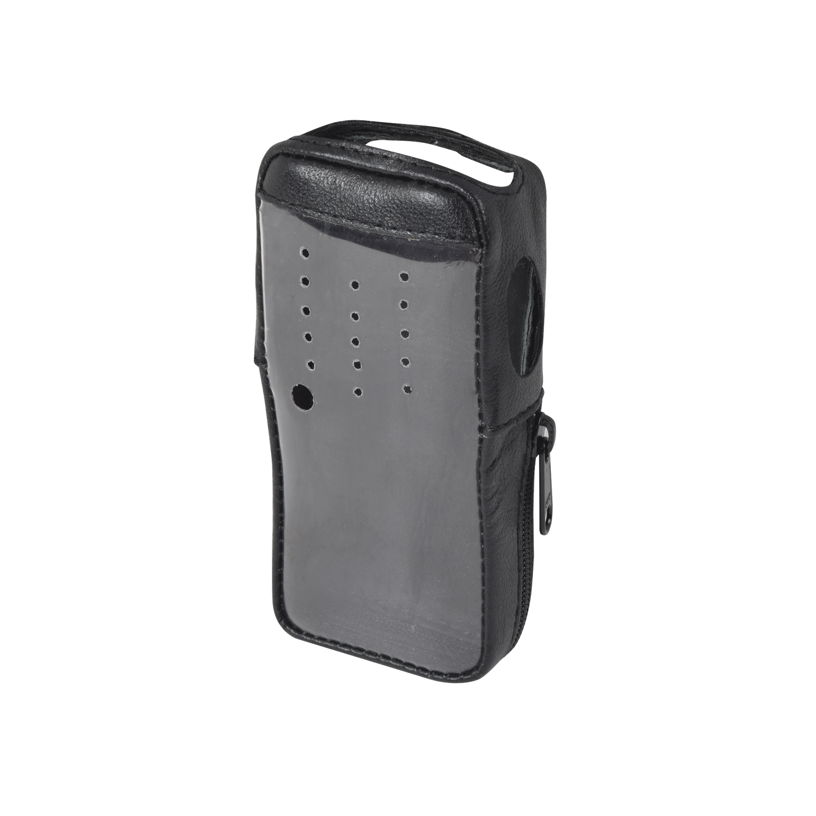 Funda de Piel Reforzada, Versión 2 de Fácil Acceso y Cubierta Frontal de Plástico Transparente para los Radios TK-2000KV2, TK-3000KV2
