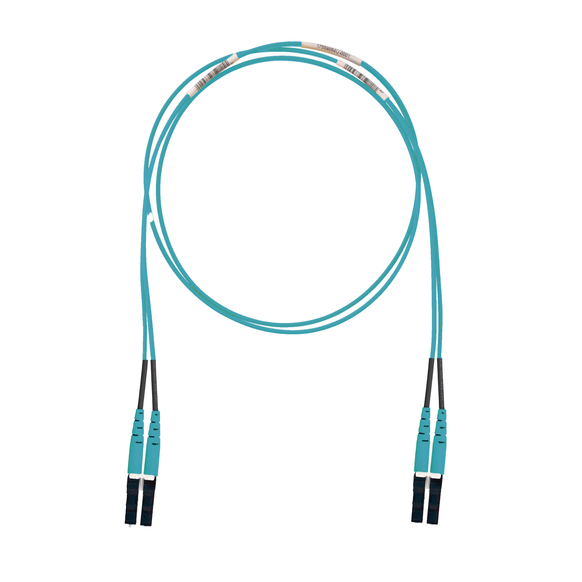 Jumper de Fibra Optica Multimodo 50/125 OM3, LC-LC Duplex, LSZH (Cero Halógenos), Color Aqua, 1 Metro (3.28 Pies)