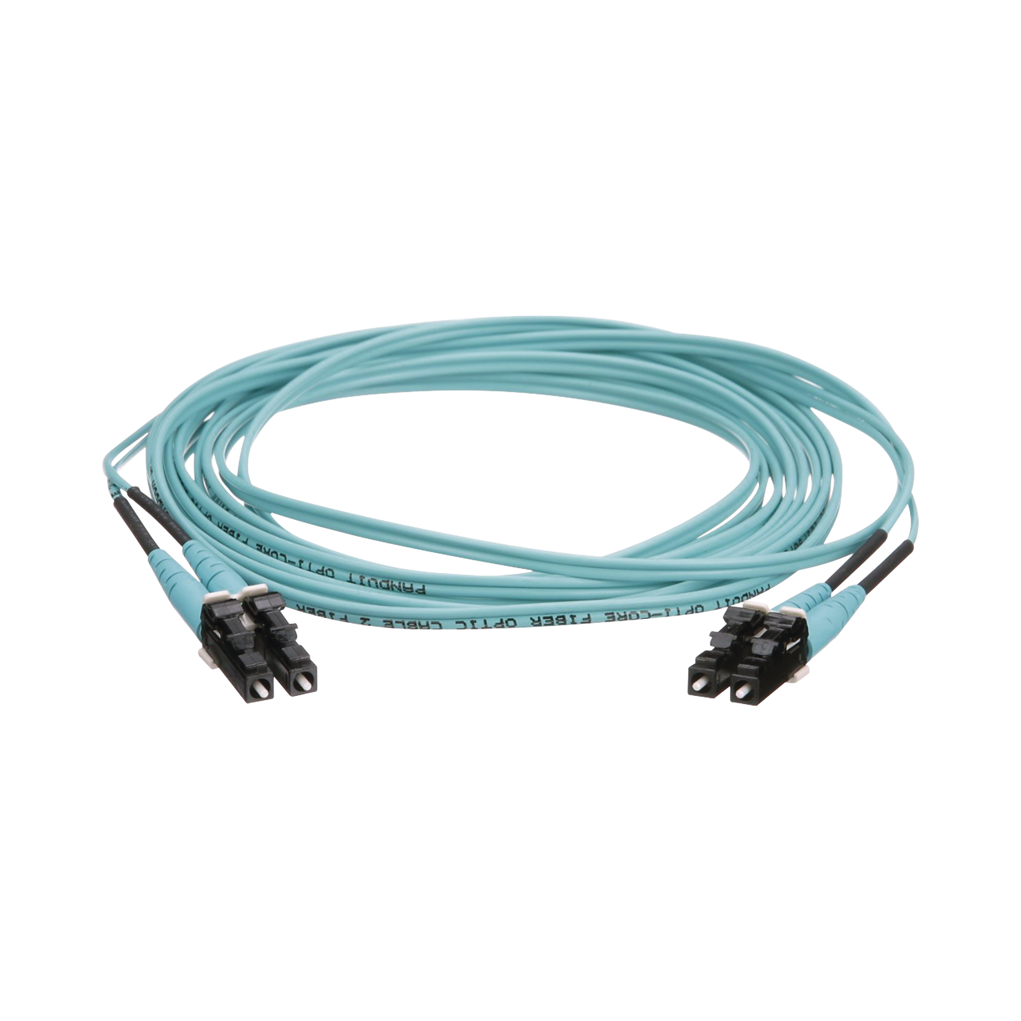Jumper de Fibra Optica Multimodo 50/125 OM4, LC-LC Duplex, OFNR (Riser), Color Aqua, 3 Metros (9.84 Pies)
