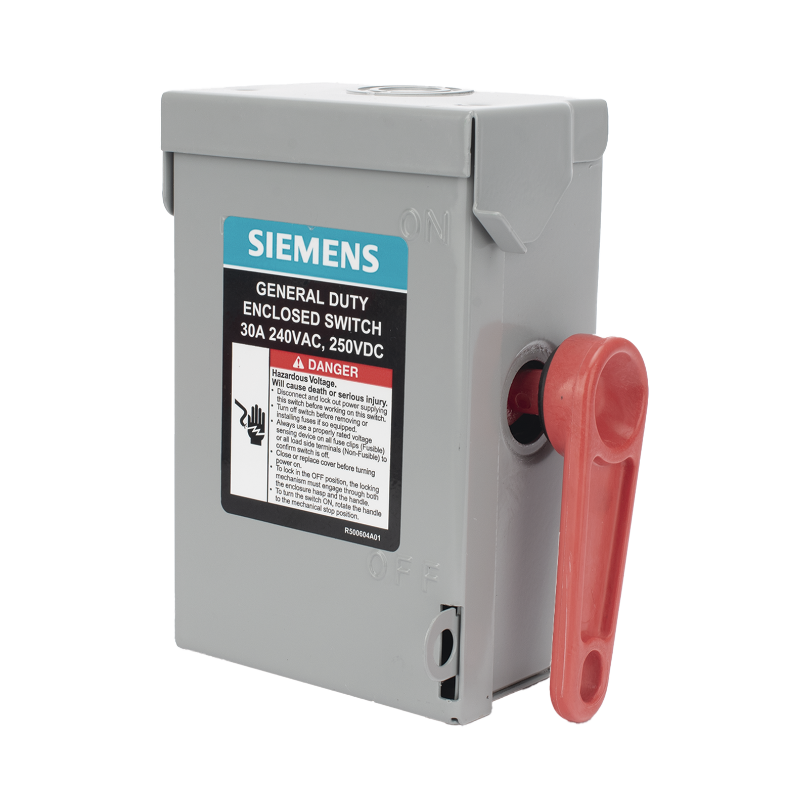 Interruptor de Seguridad GNF221A, 240Vca, 2 polos, 30 Amp, sin portafusibles, Nema 1.
