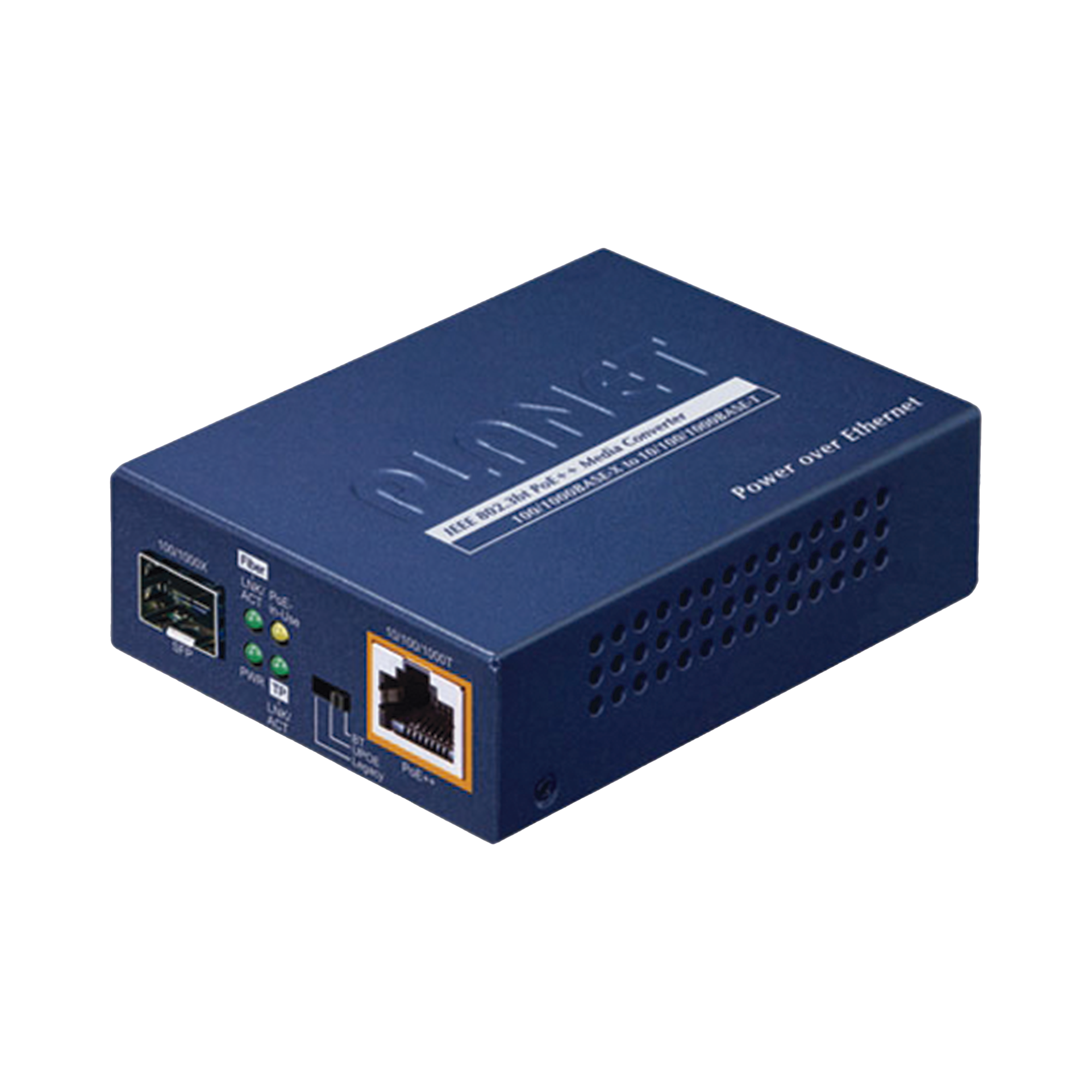 Convertidor de medios PoE++ 100/1000BASE-X SFP a 10/100/1000BASE-T 802.3bt (95 vatios)