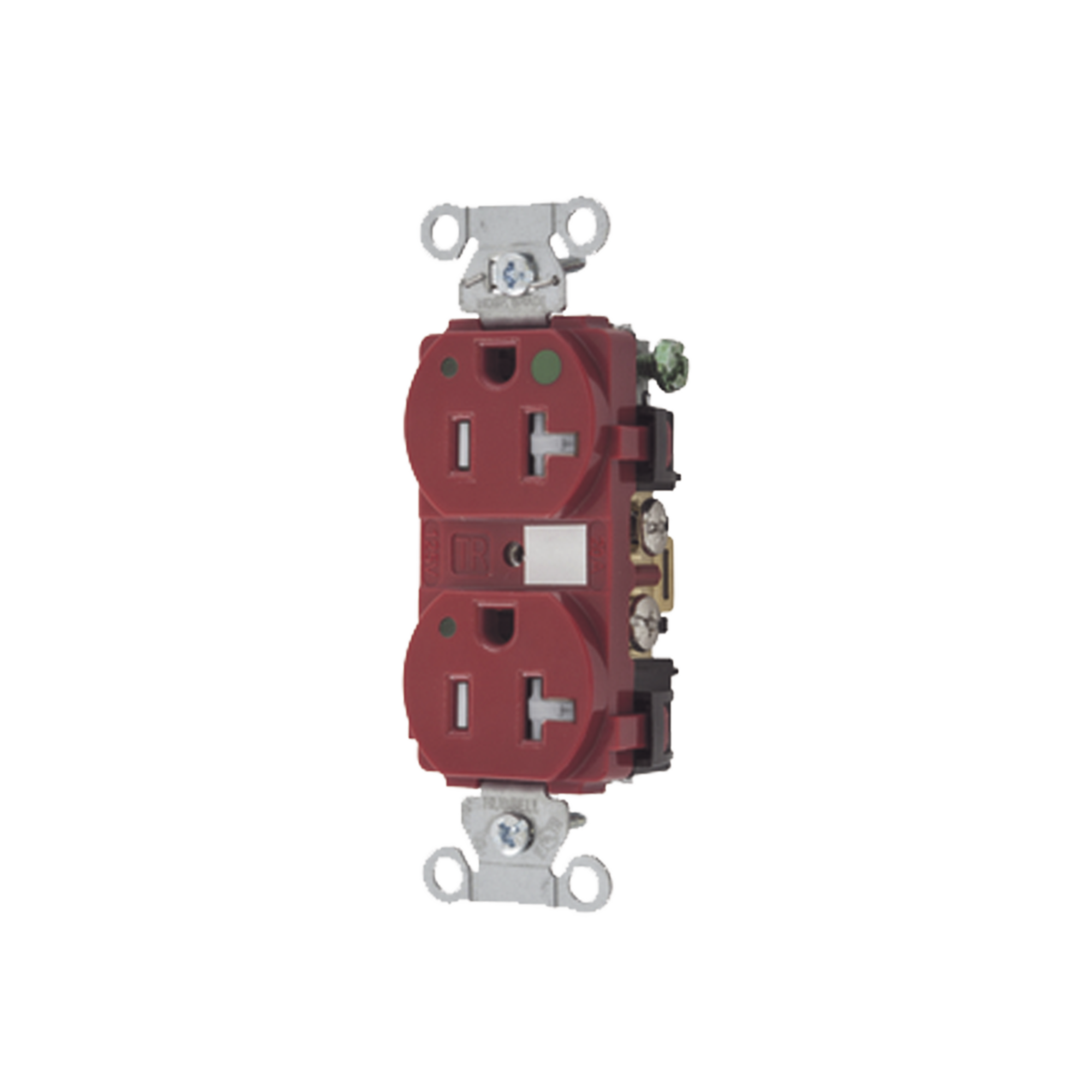 Contacto Duplex  de 20 A 125 V CA/ A prueba de Manipulaciones / Nema 5-20R / Grado Hospitalario / Color Rojo.