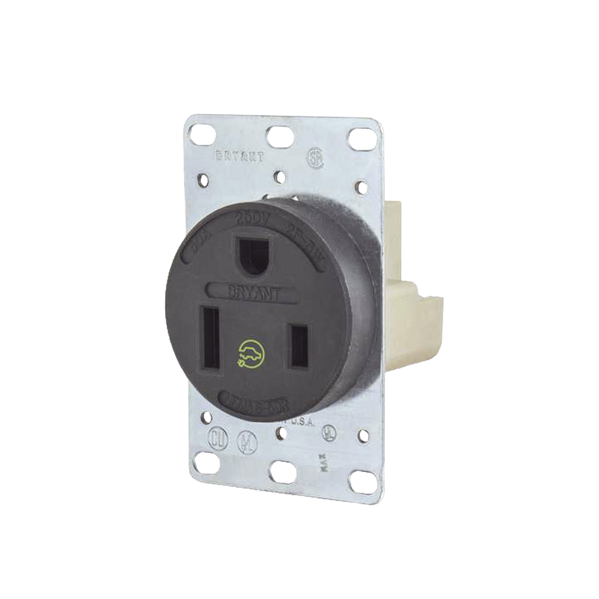 Receptáculo Individual de 50 A 250 V /  2 Polos 3 Hilos/ Nema 6- 50 R / Color Negro/ Grado Industrial-Comercial.