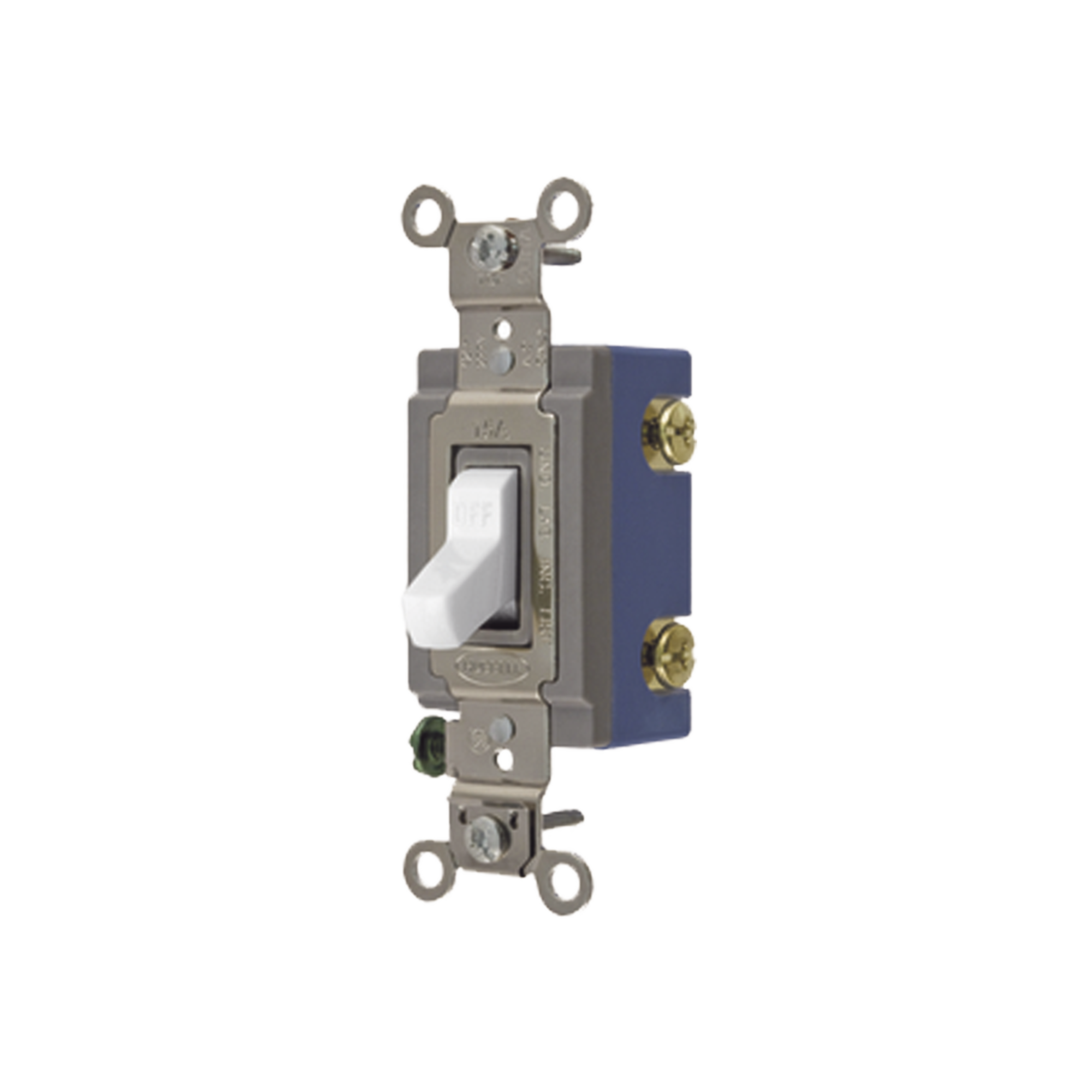 Interruptor de Palanca 15 A 120-277 V CA/ Unipolar / Grado Industrial/ Uso Extra Pesado / Cableado Lateral y Posterior / Color Blanco.