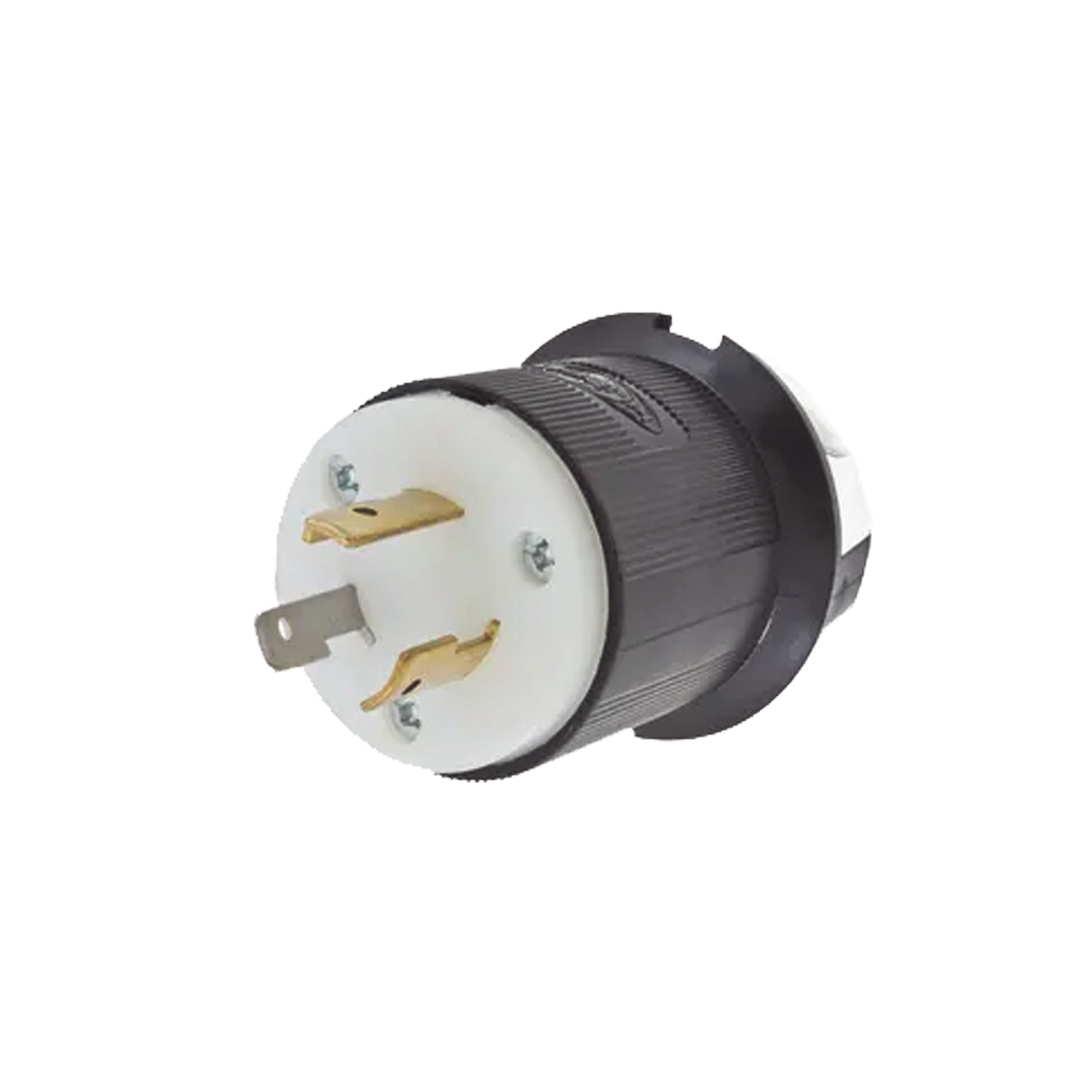 Clavija Industrial con Bloqueo de Media Vuelta / 20 A 125 V CA / 2 Polos 3 Hilos / Color Blanco y Negro / Nema L5-20P.