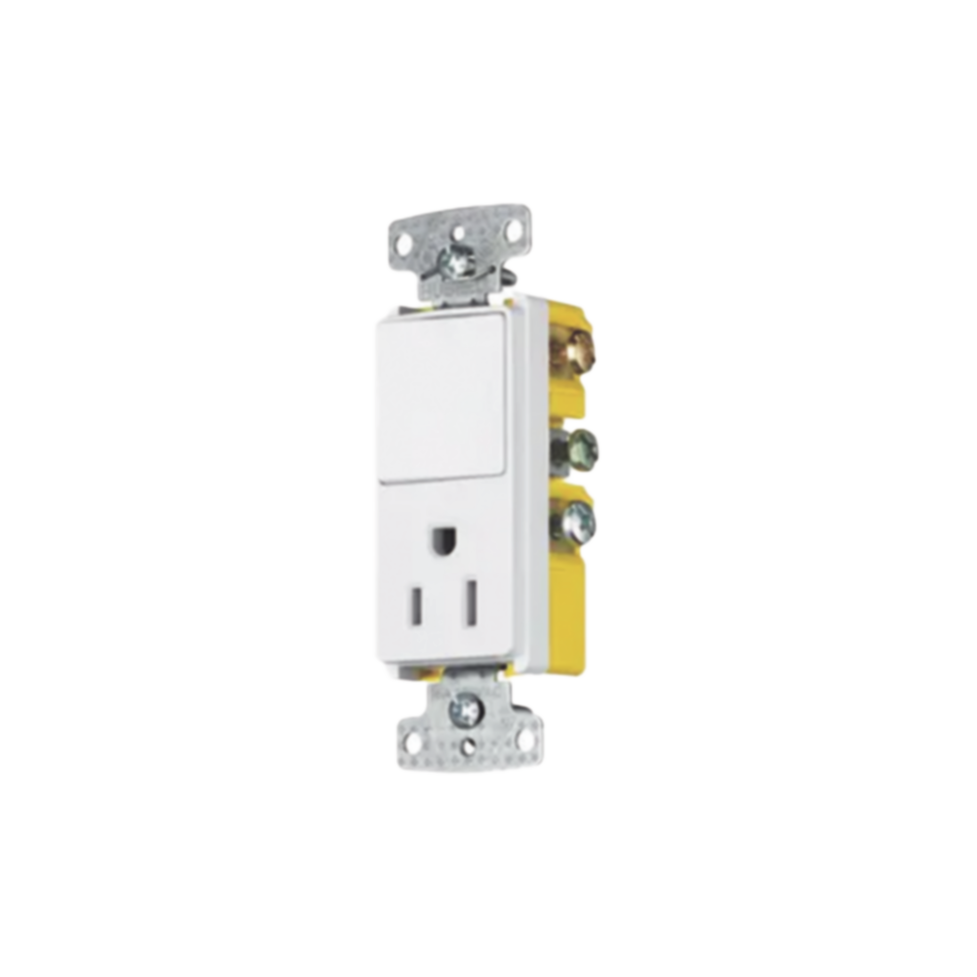 Combinación de Contacto y Apagador Decorador 15A 125V/ Color  Blanco.