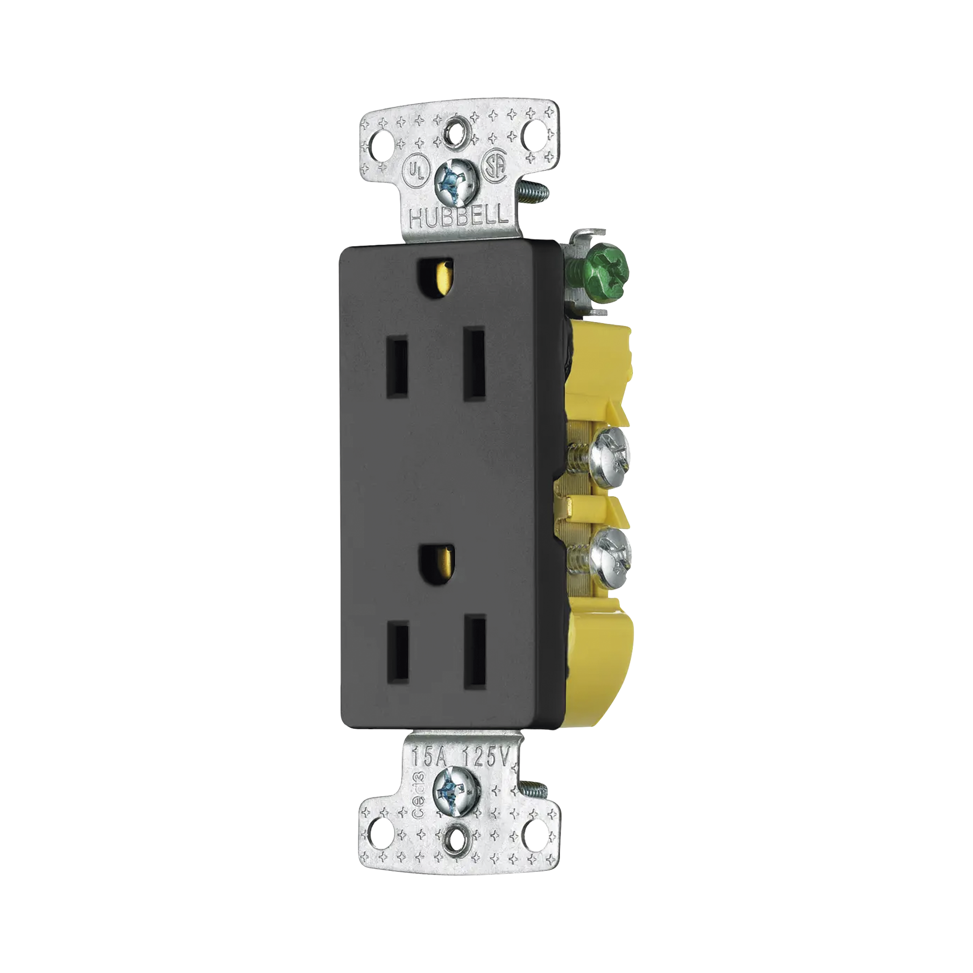 Contacto Duplex Decorador 15A 125V / 2 Polos 3 Hilos/ Nema5-15R / Color Negro.