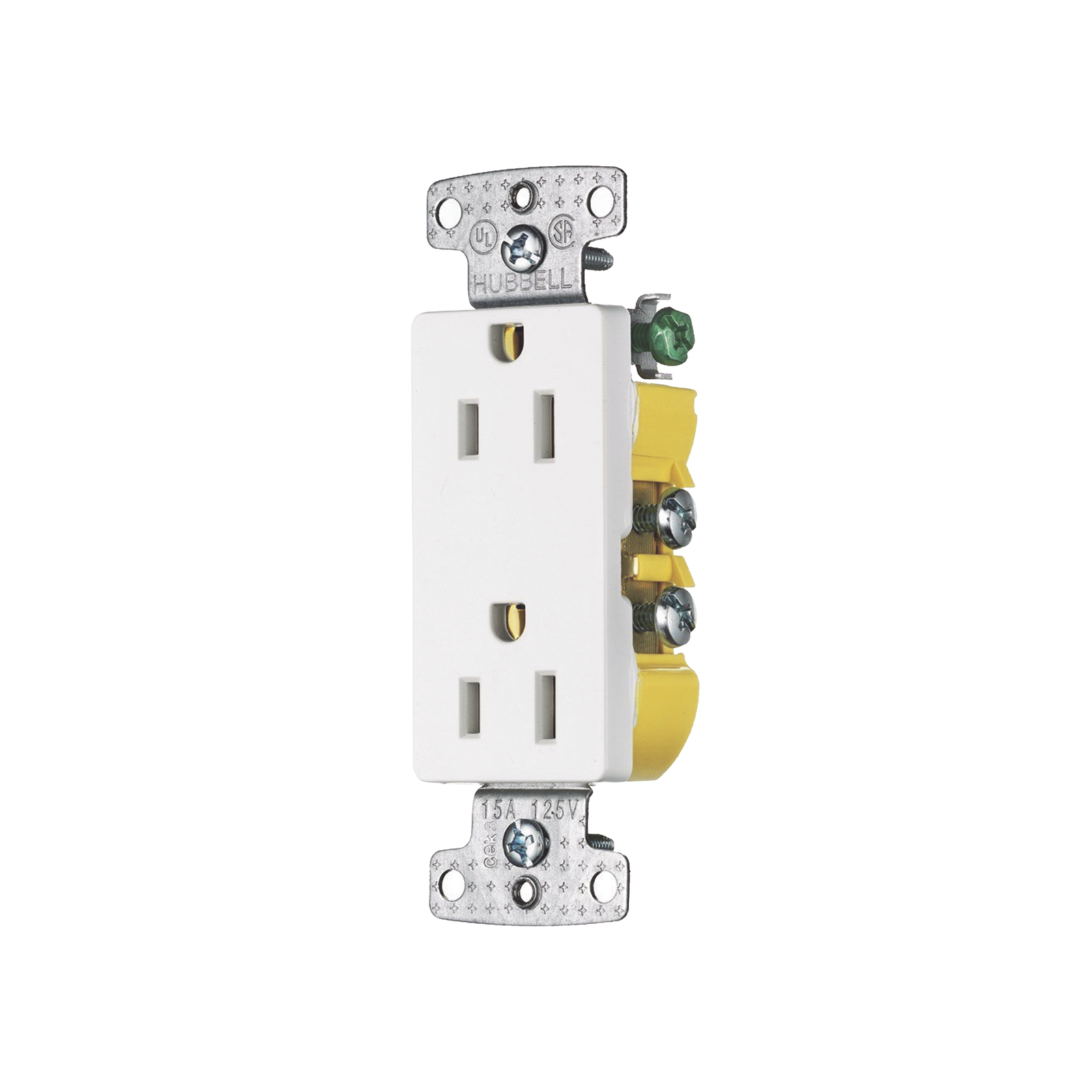 Contacto Duplex Decorador 15A 125V, 2 Polos, 3 Hilos, Color Blanco (Nema5-15R).