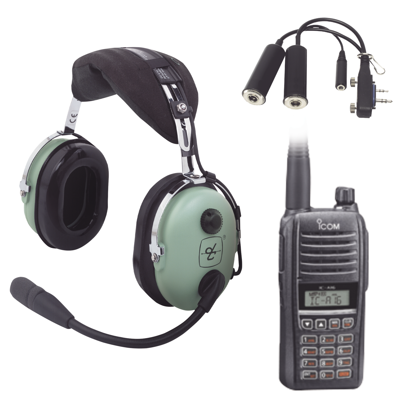 Kit Radio Portátil Aéreo Icom con Auricular David Clark para Aviación General