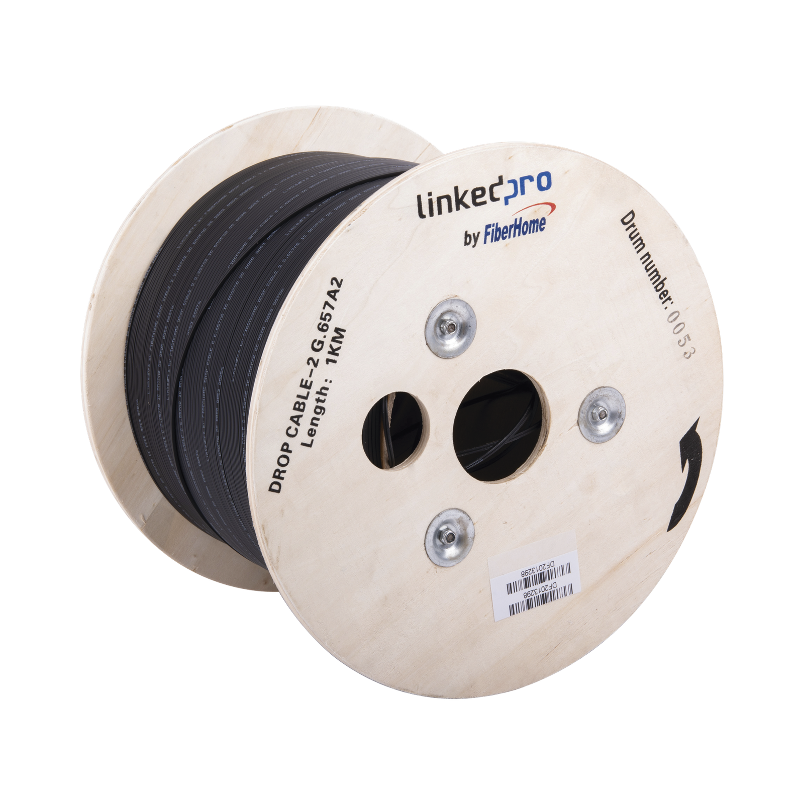 Carrete de 1 km de Fibra Óptica Drop, Interior/Exterior G.657A2 Monomodo de 2 Hilos (Bifibra), Diseñada para Fusionarse, Dieléctrica, Forro Negro, (No Soporta Conectores Mecánicos)