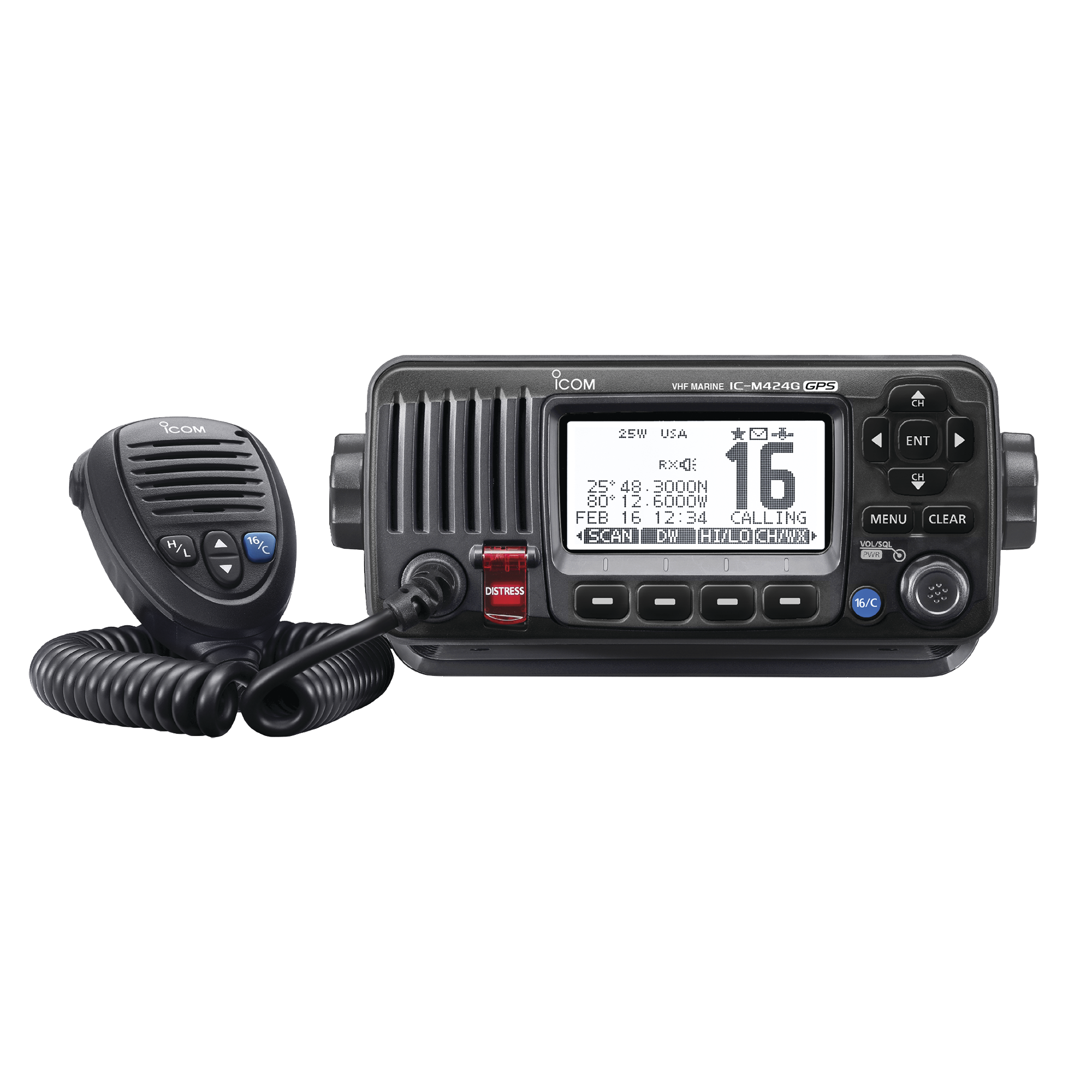Radio VHF Móvil Marino, Función de cancelación de ruido, GPS interconstruido, Salida de potencia de 10W, Bocina Manual, Elimina Residuos de Agua de la Bocina, IPX7 Sumergible, Color Negro.