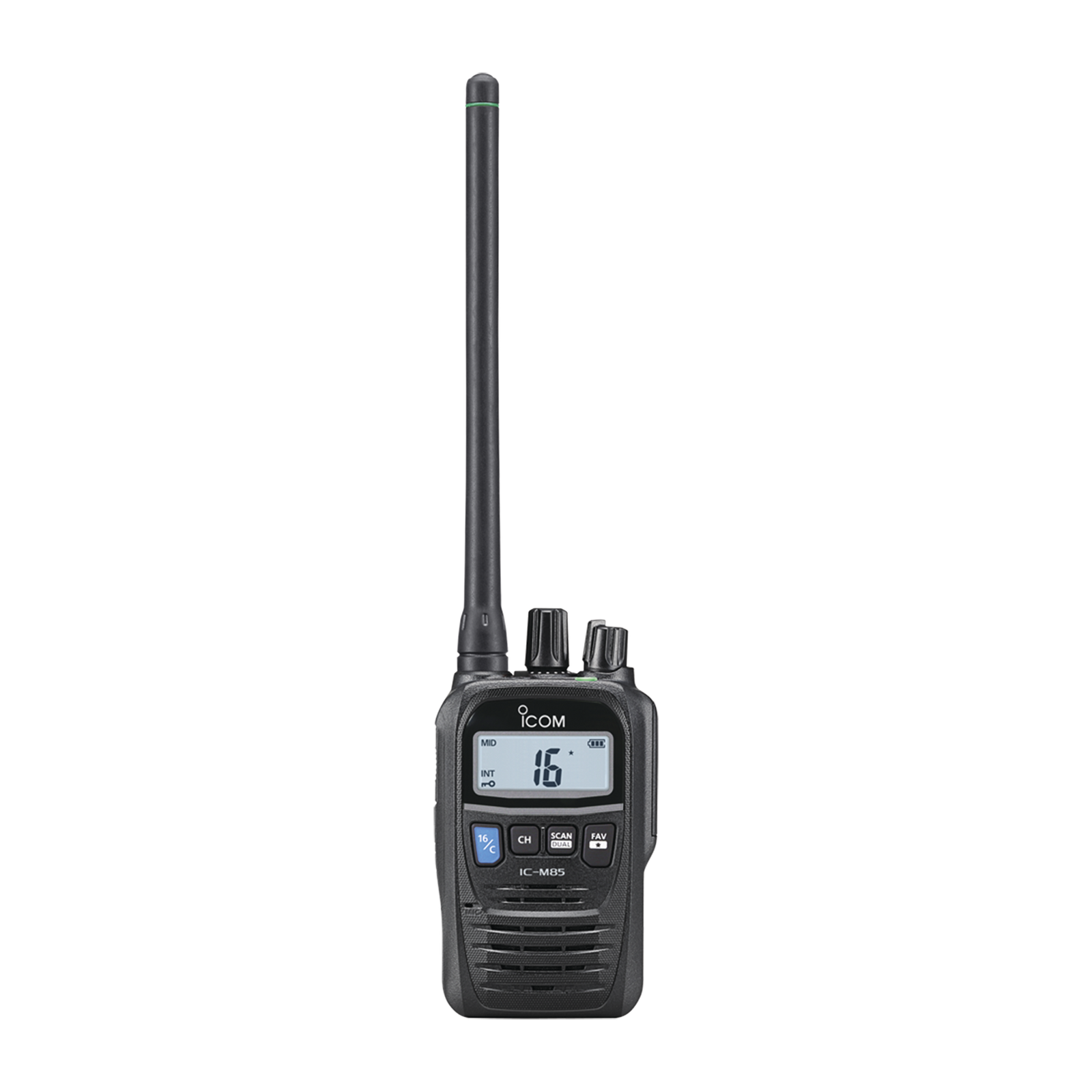 Radio portátil marino y comercial en VHF, incluye los canales USA, INT, CAN, y del clima