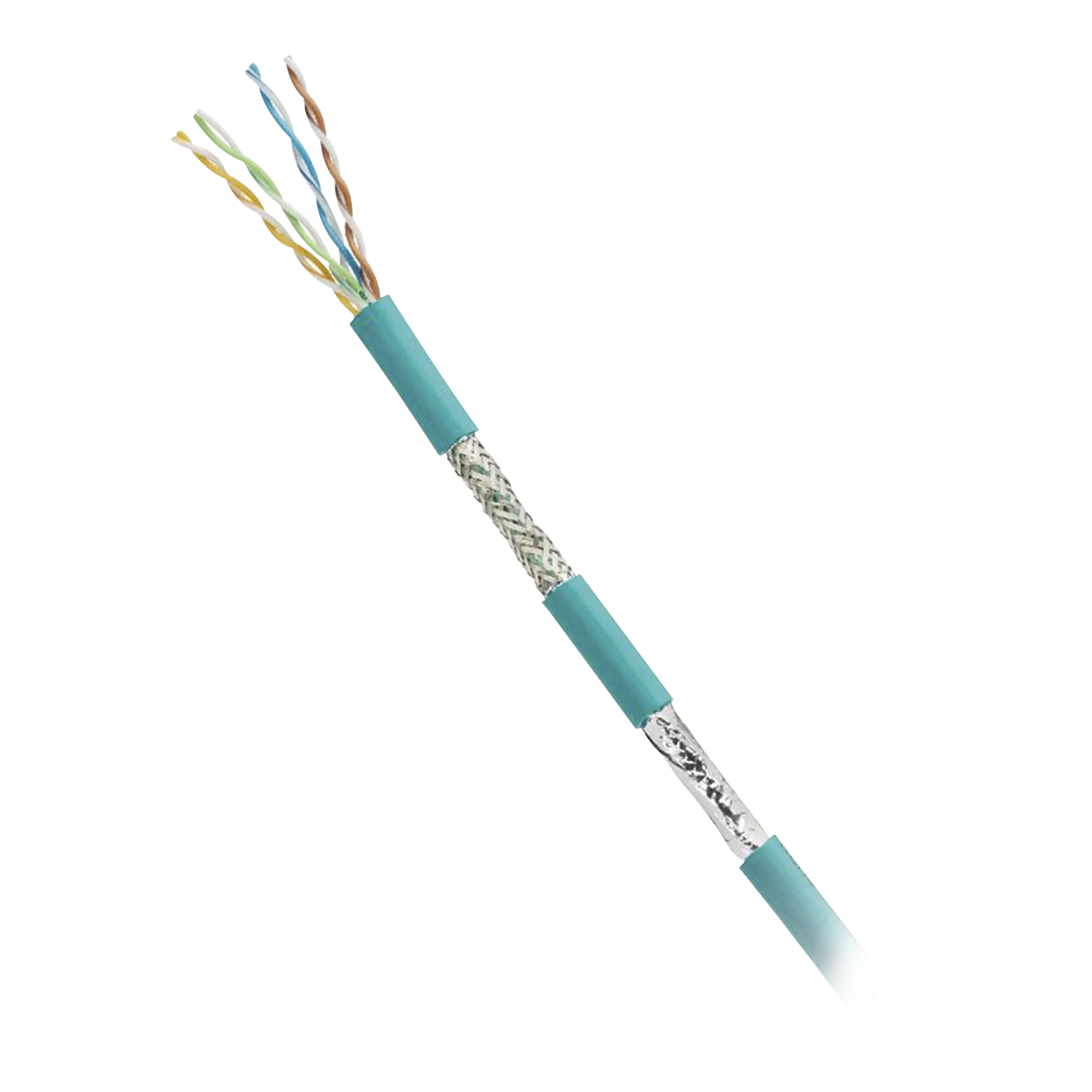 Bobina de Cable Blindado SF/UTP Categoría 5e de 4 Pares, Uso Industrial con Resistencia al Aceite y Rayos UV, Multifilar 24/7 (Flexible), Color Azul Cerceta, Bobina de 305 Metros (1000 Pies)