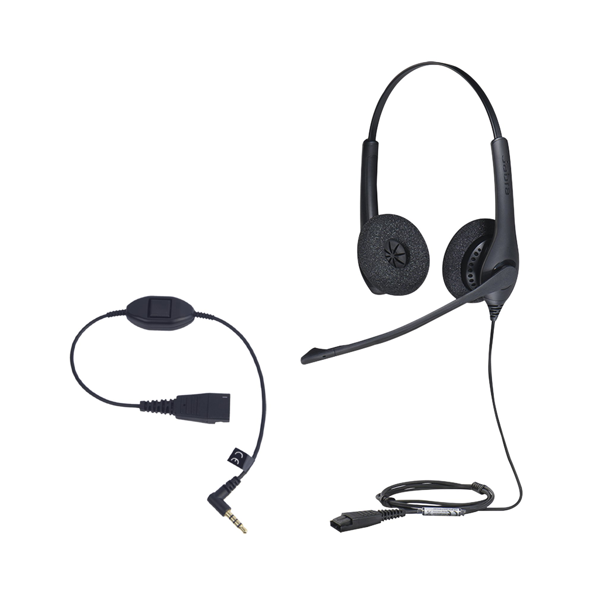 KIT, Diadema con cancelación de ruido, con accesorio para conexiones 3.5mm Incluye modelos BIZ-1500-DUO-QD y MOBILE-QD-35MM-Sï»¿