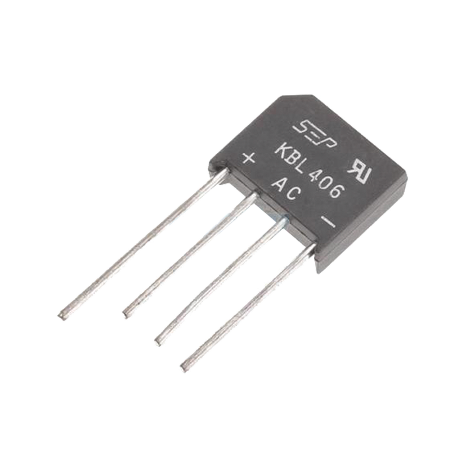 Puente Rectificador de Silicio, 4 Amp. 600 Volt, Fase Sencilla, Encapsulado KBL.