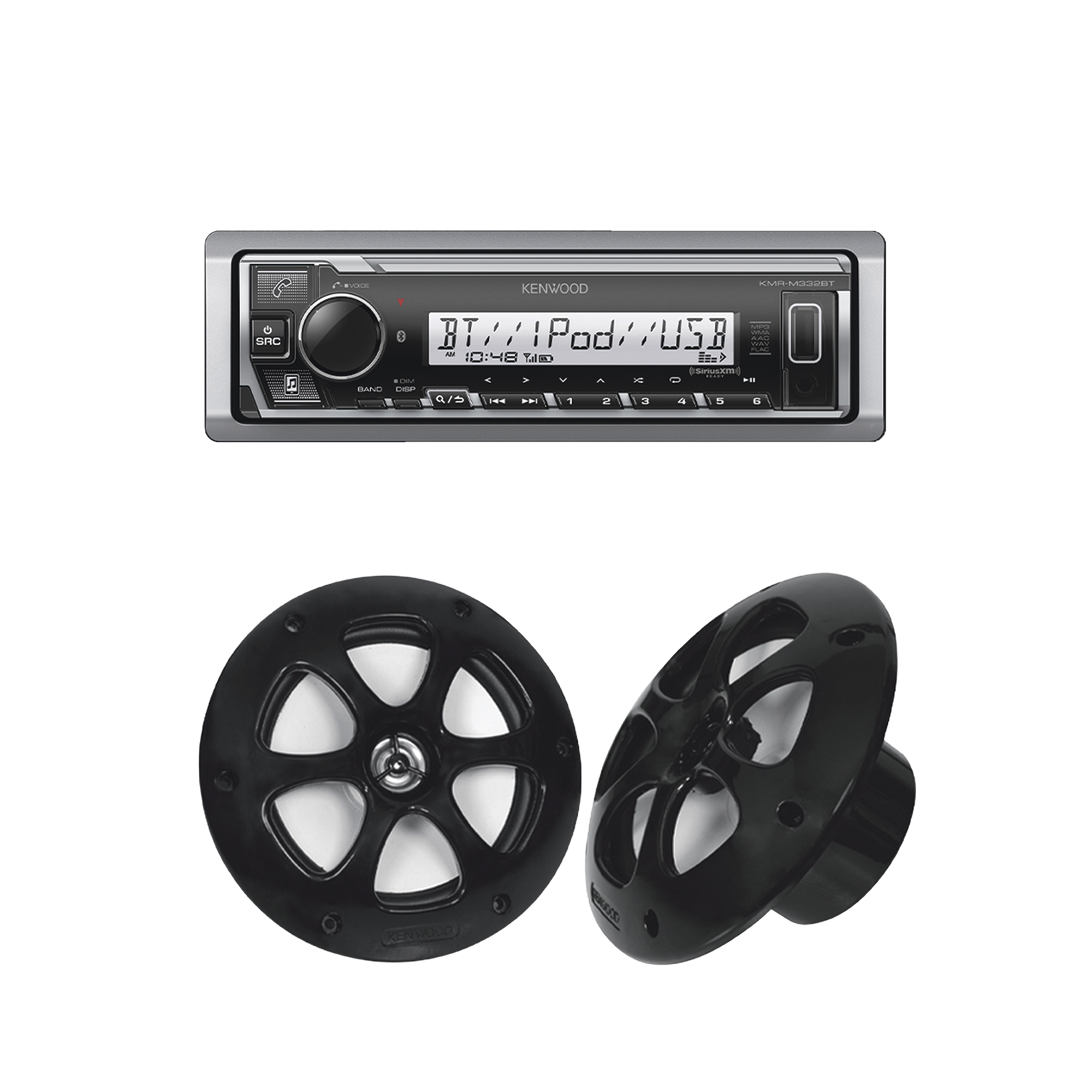 Kit de estéreo con Bluetooth KMR-M332BT | más Par de bocinas KFC-1613MRB