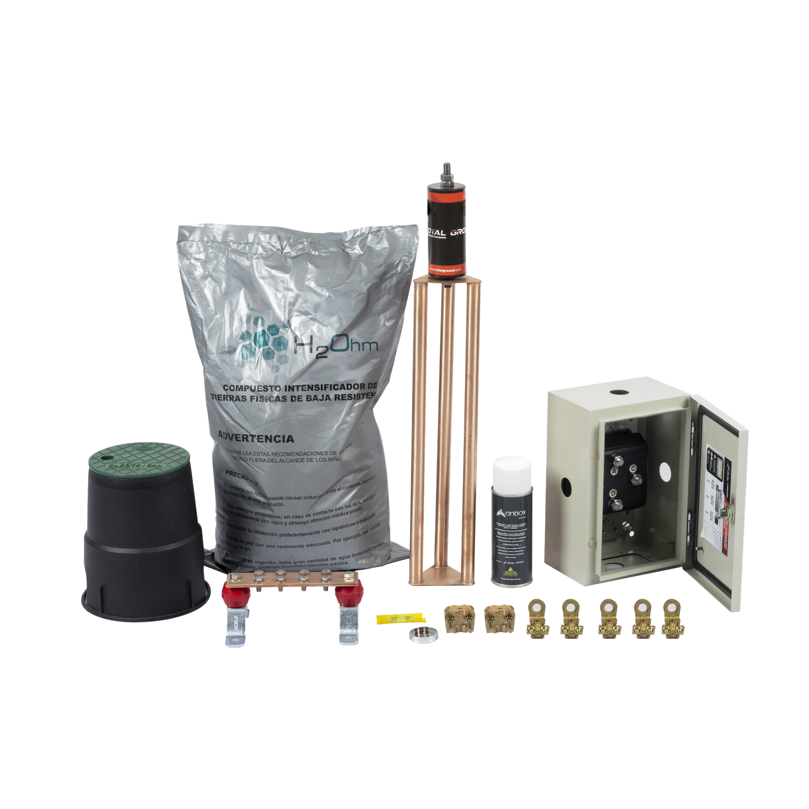 Kit de Tierra Física Con Electrodo Magnetoactivo Capacidad Max: 400 AMP