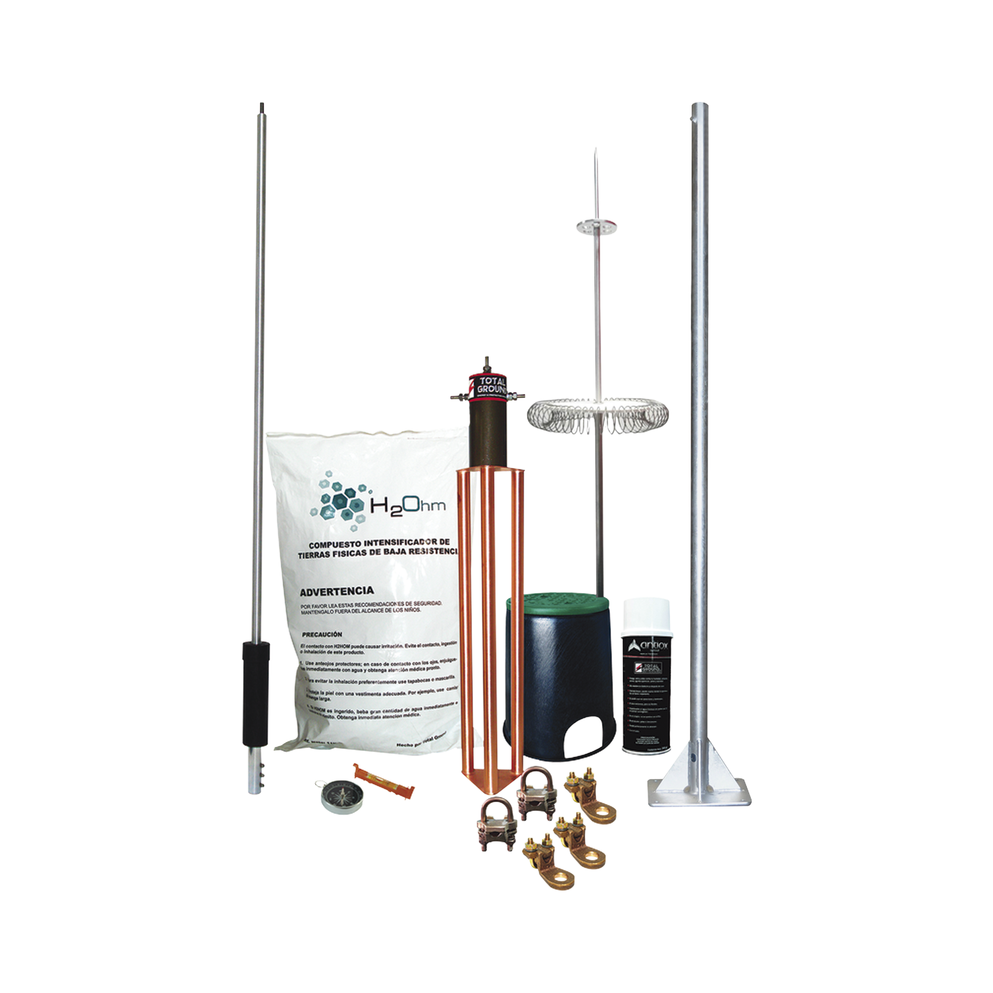 Kit de Pararrayo Dipolo con Electrodo y Accesorios de Instalación para Techo.