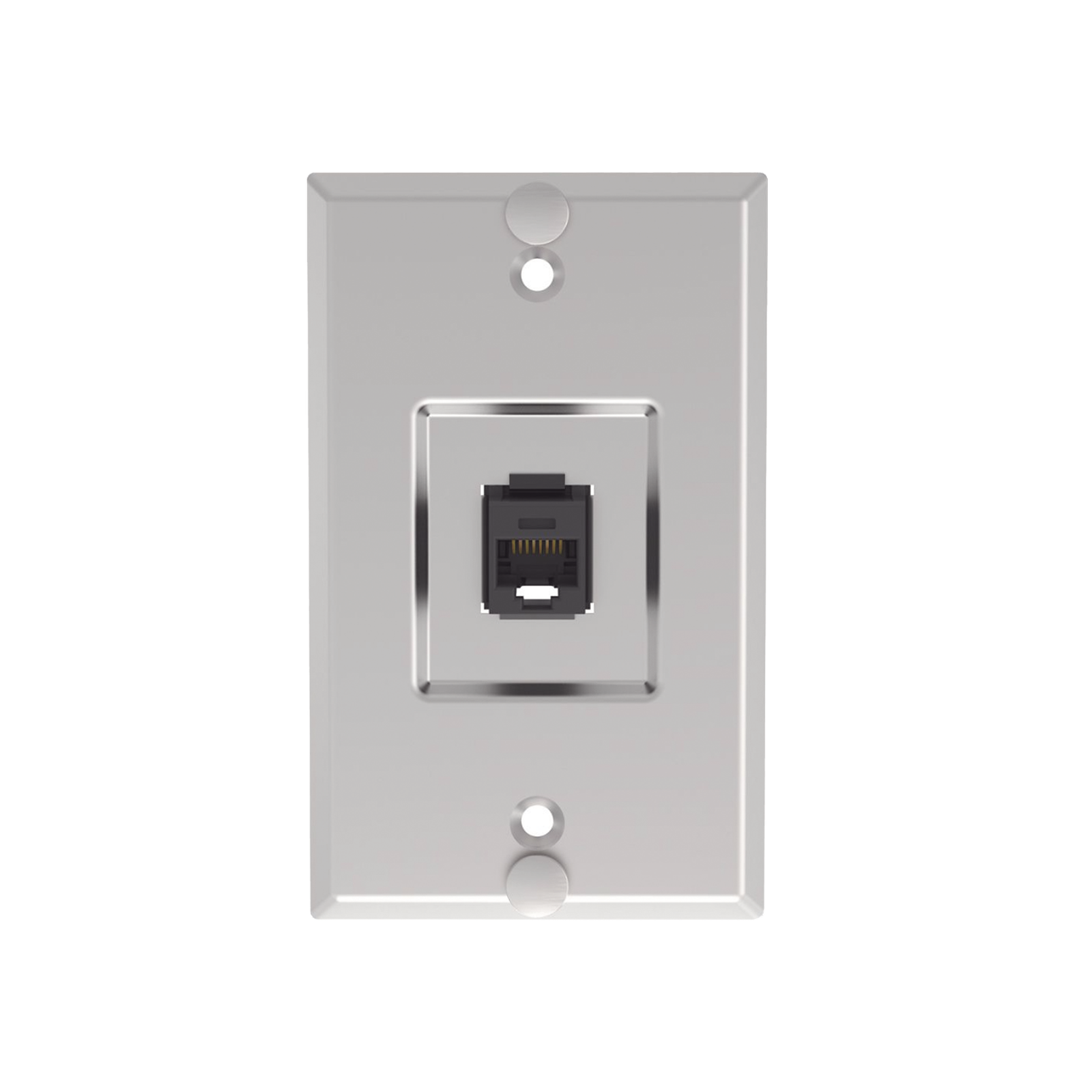 Placa de Pared Telefónica, Salida de 1 Puerto Keystone, con Jack Cat6 Estilo 110 de Impacto, de Acero Inoxidable