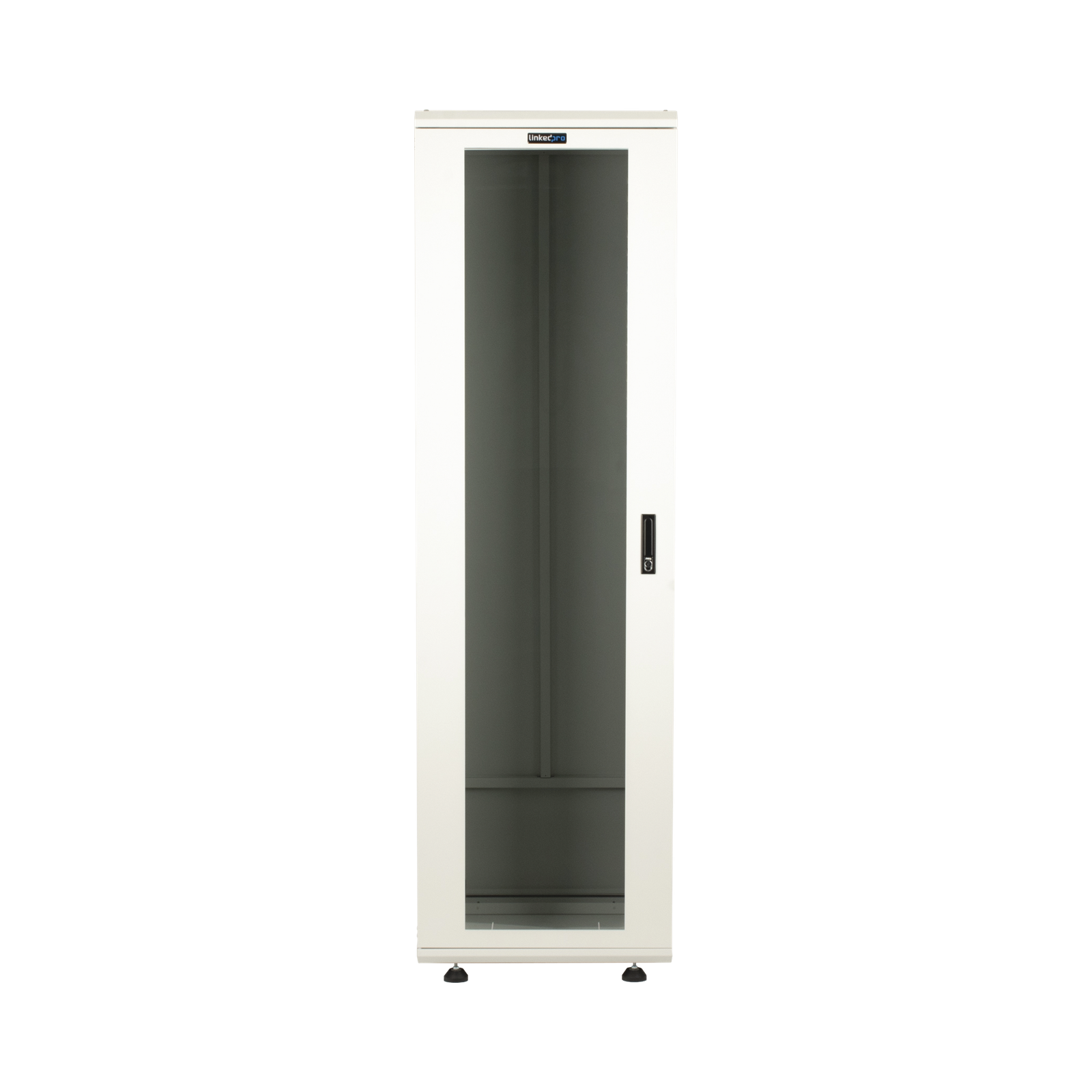 Gabinete Rack 42 Unidades / Piso 19 Pulgadas / Puerta Cristal Templado / Capacidad Carga 1000 Kg / Acero Calibres 16-18-20 / Ventilación Superior / Cerradura Seguridad, Niveladores Incluidos
