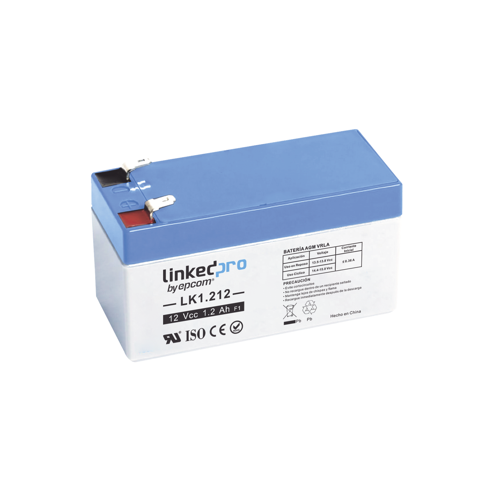 Batería de respaldo 12V | 1.2 Ah | AGM | Especial para seguridad electrónica | UPS | Sistemas de Emergencia  | Vida útil 5 años | Terminales F1  + Adaptador F2