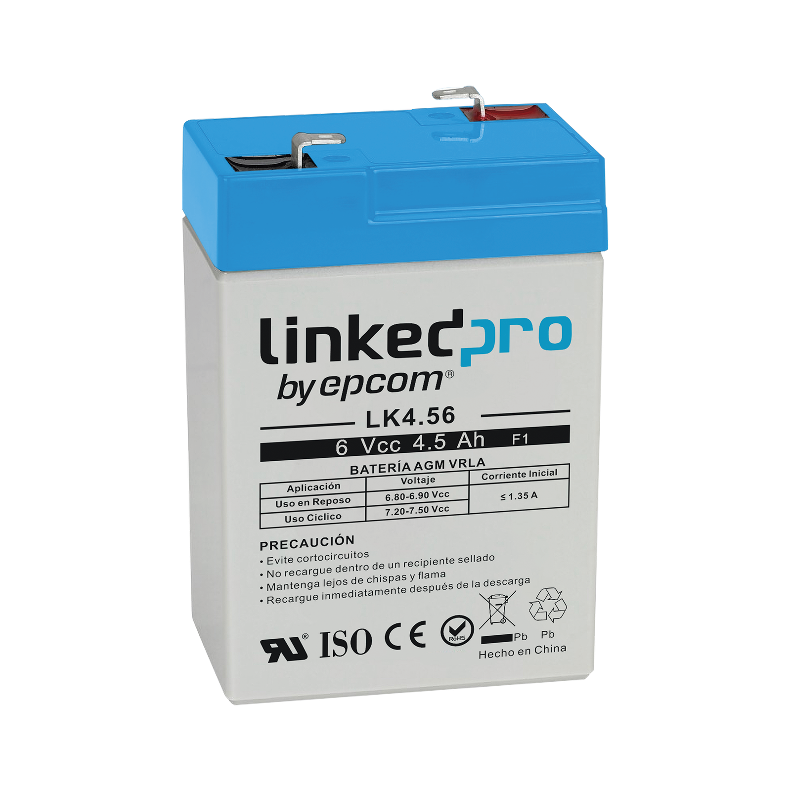 Batería de respaldo 6 V | 4.5 Ah | AGM | Especial para Seguridad Electrónica | UPS  | Sistemas de Emergencia  | Vida útil 5 años | Terminales F1  + Adaptador F2