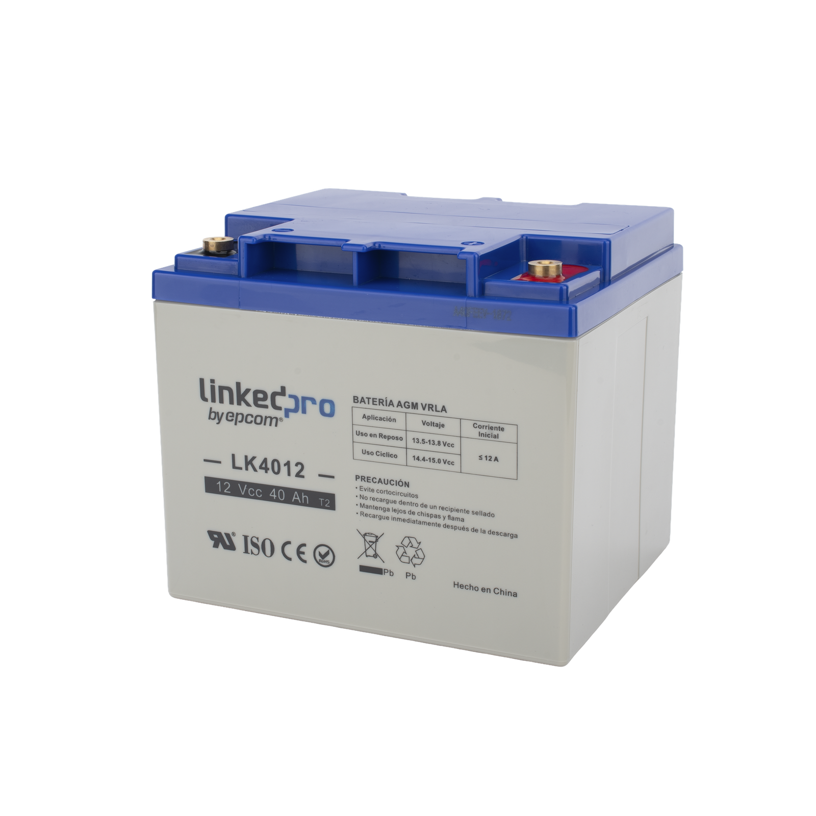 Batería de respaldo 12 V | 40 Ah | AGM | Especial para Seguridad Electrónica | UPS | Sistemas de Emergencia | Certificada UL | Vida útil 5 años | Terminales T2