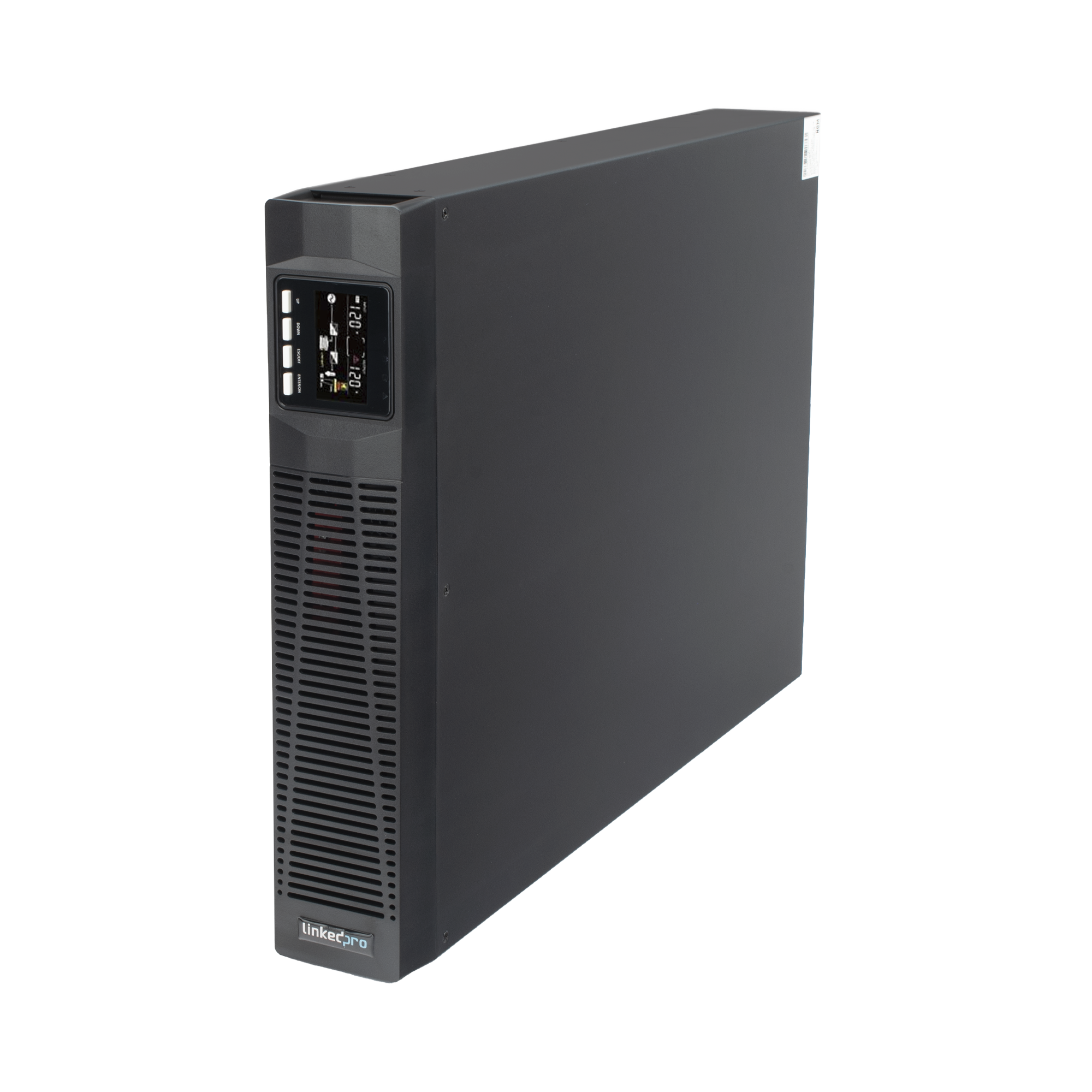 UPS de 3000VA/2700W / Topología On-Line Doble Conversión con Baterías Internas / Entrada y Salida de 120 Vca / Pantalla LCD Configurable / Formato Rack o Torre / 8 Salidas