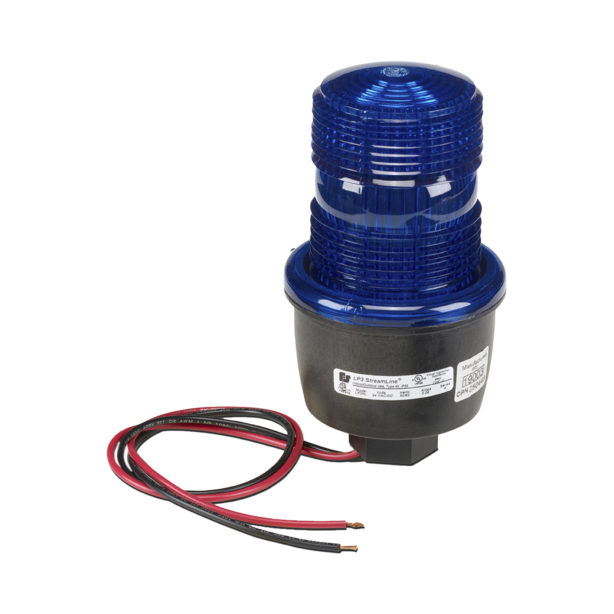 Luz de advertencia LED serie Streamline, 24 Vcd, montaje en tubo, azul