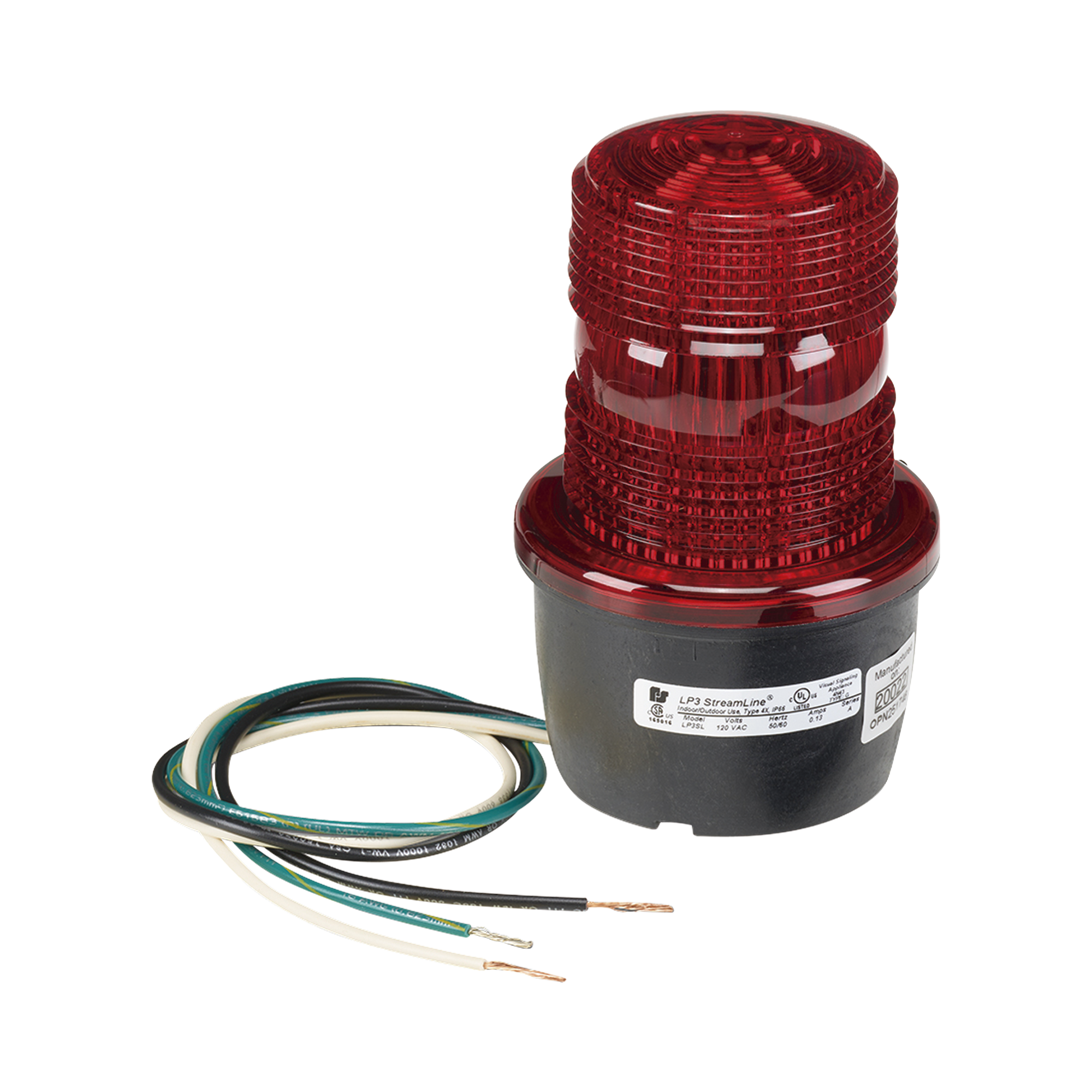 Luz de advertencia LED serie Streamline, 120 Vca, montaje en tubo, rojo