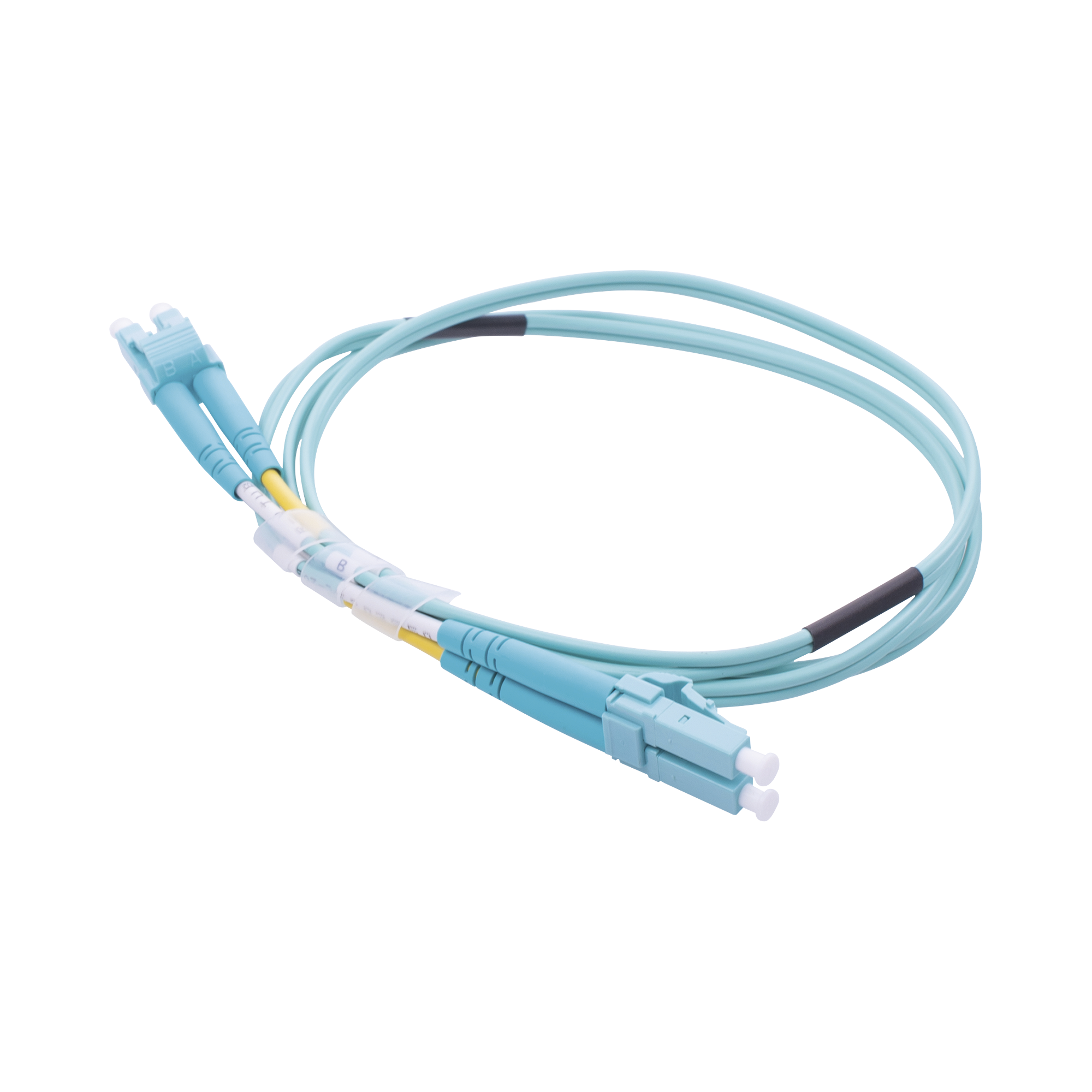 Jumper de Fibra Óptica Multimodo OM3 50/125 LC-LC OFNR (Riser), 2.0 mm, Dúplex, Aqua, 1 Metro (3.28 Pies)