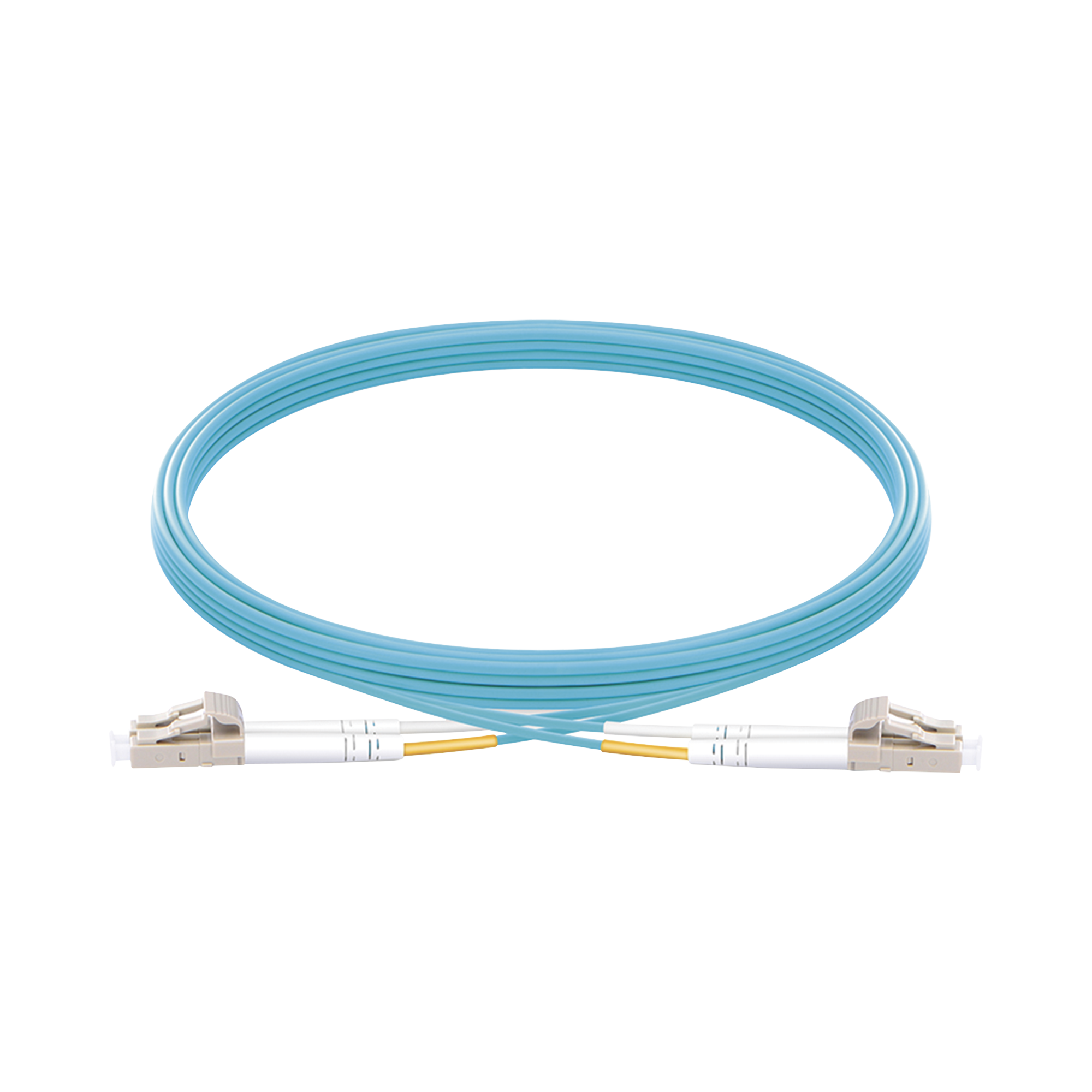 Jumper de Fibra Óptica Multimodo OM3 50/125 LC-LC OFNR (Riser), 2.0 mm, Dúplex, Aqua, 5 Metros (16.40 Pies)