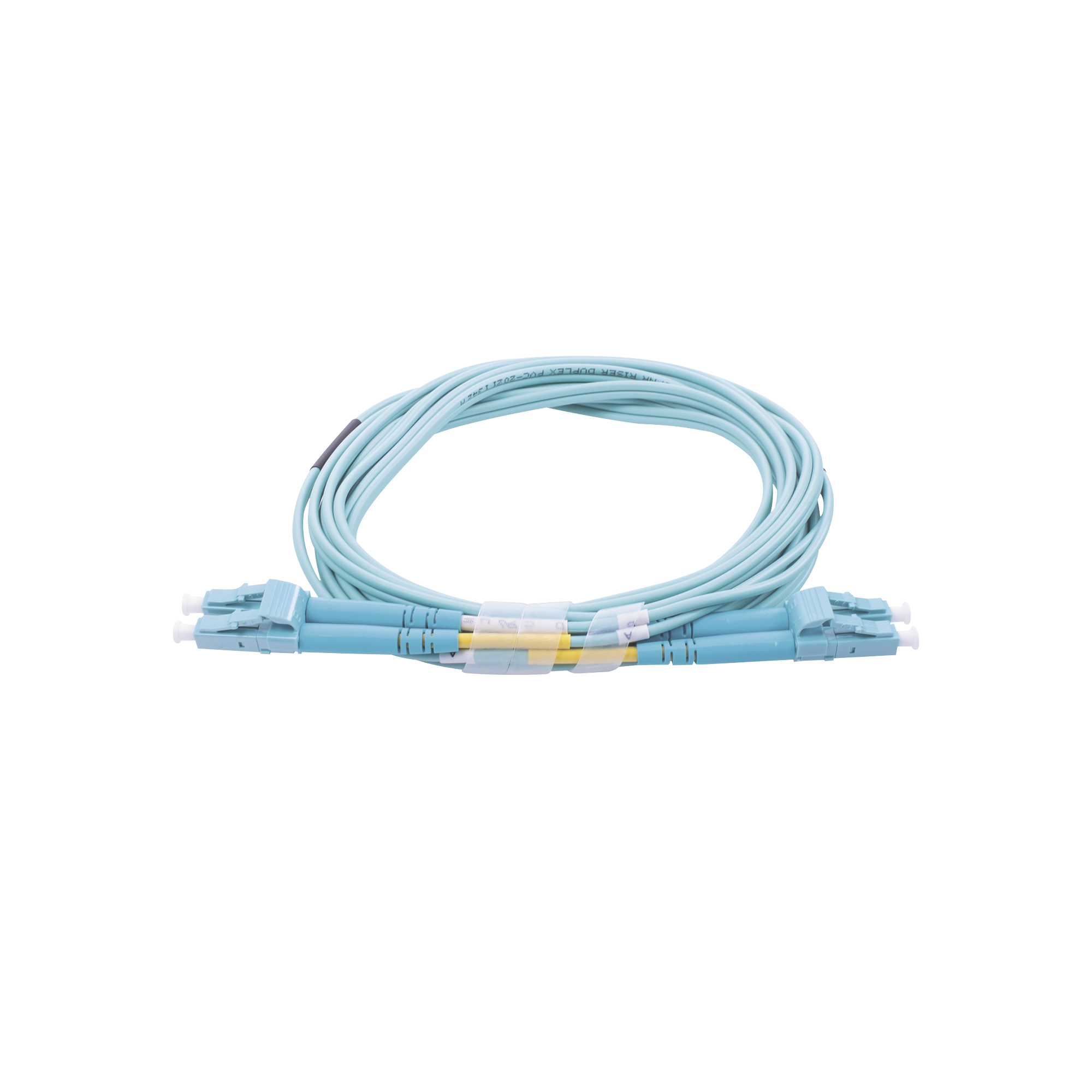 Jumper de Fibra Óptica Multimodo OM3 50/125 LC-LC OFNR (Riser), 2.0 mm, Dúplex, Aqua, 20 Metros (65.62 Pies)