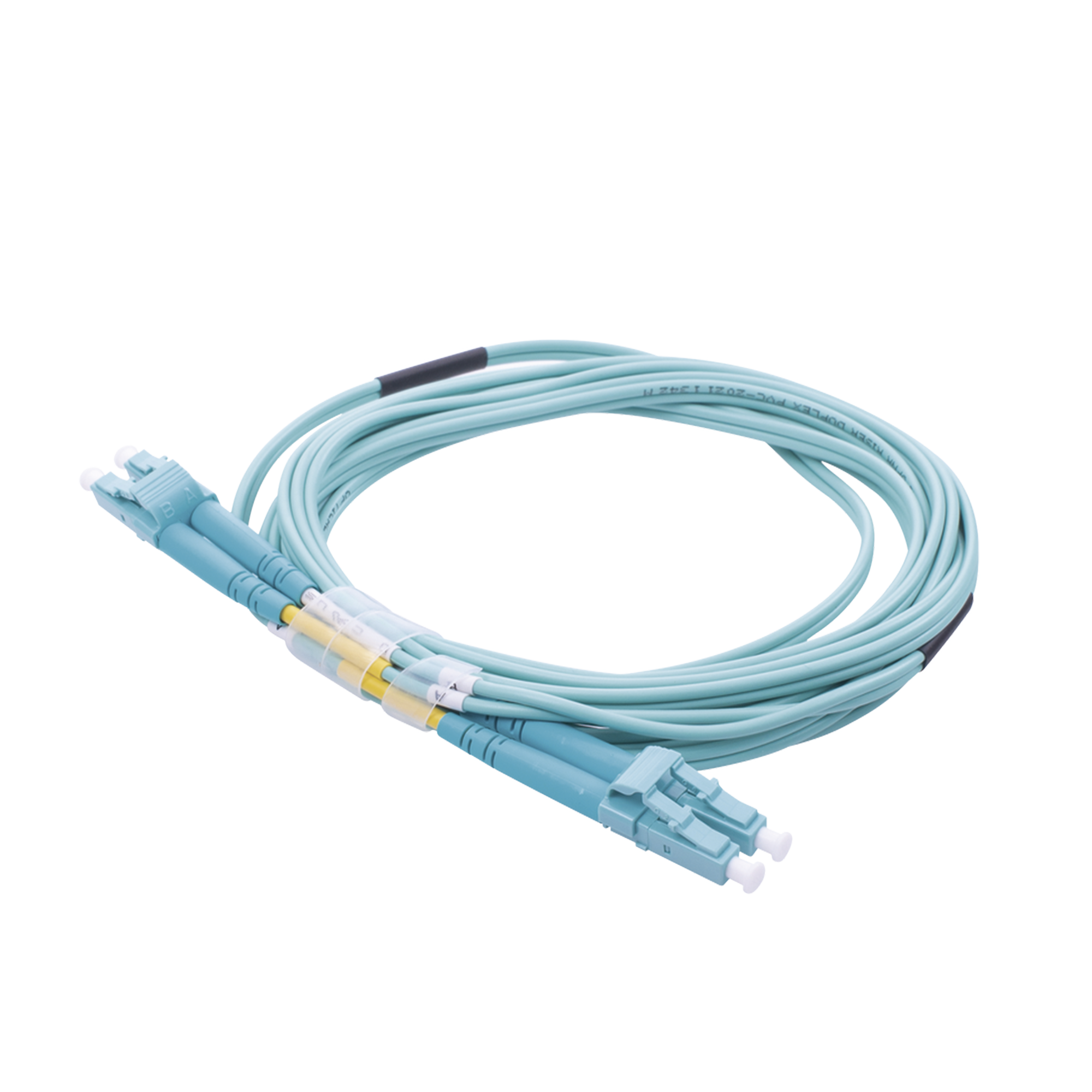 Jumper de Fibra Óptica Multimodo OM4 50/125 LC-LC OFNR (Riser), 2.0 mm, Dúplex, Aqua, 3 Metros (9.84 Pies)