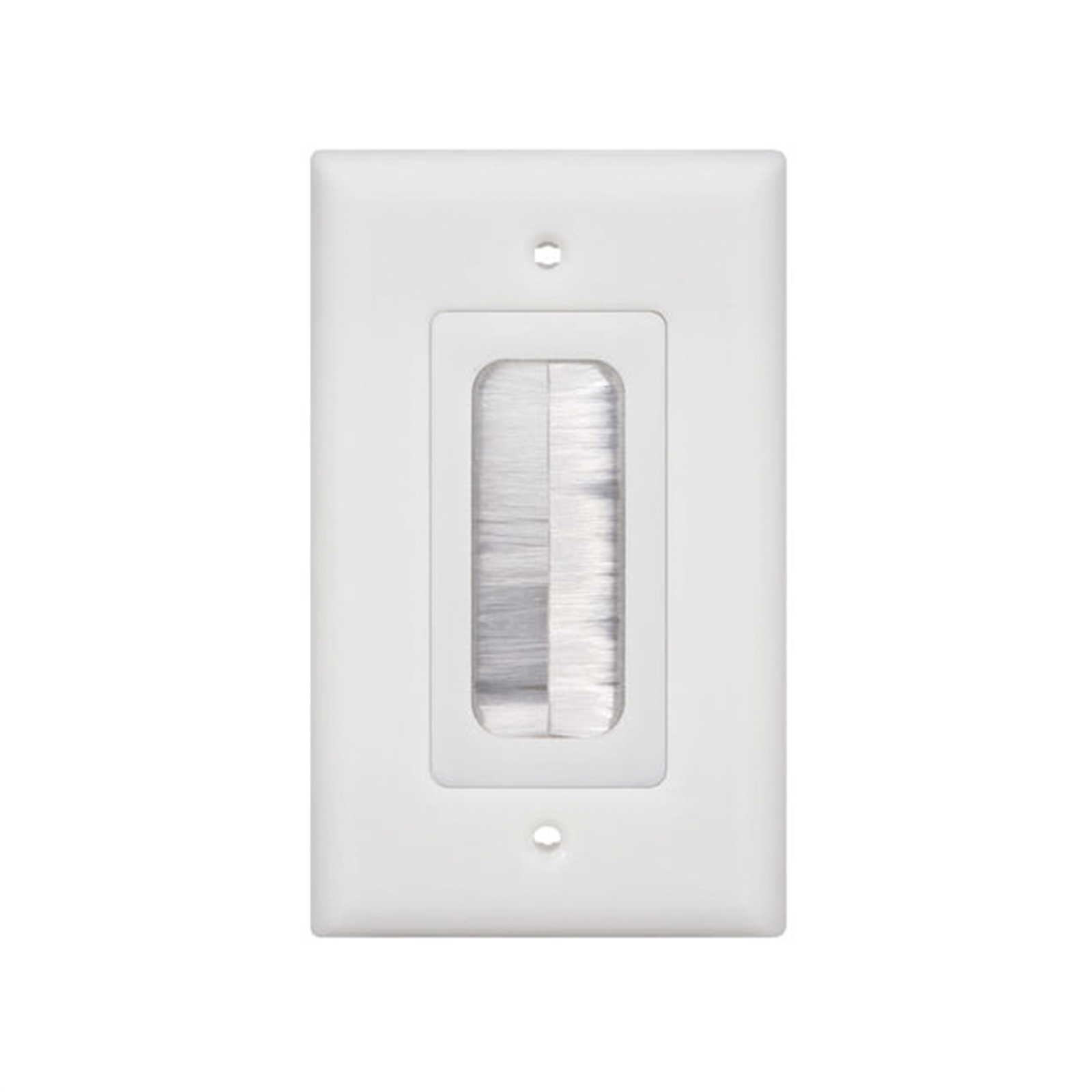 Placa de Pared Pasa Cable, Tipo Cepillo, de 1 Puerto, con Cerdas Antipolvo, Color Blanco