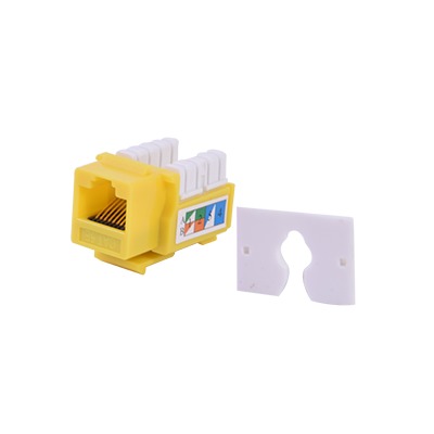 Módulo Jack Keystone Cat5e con Terminación 110 (Punchdown) para Faceplate - Color Amarillo