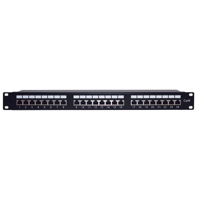 Panel de Parcheo de Impacto (110) Blindado (STP) de 24 Puertos Cat6, 19 Pulgadas