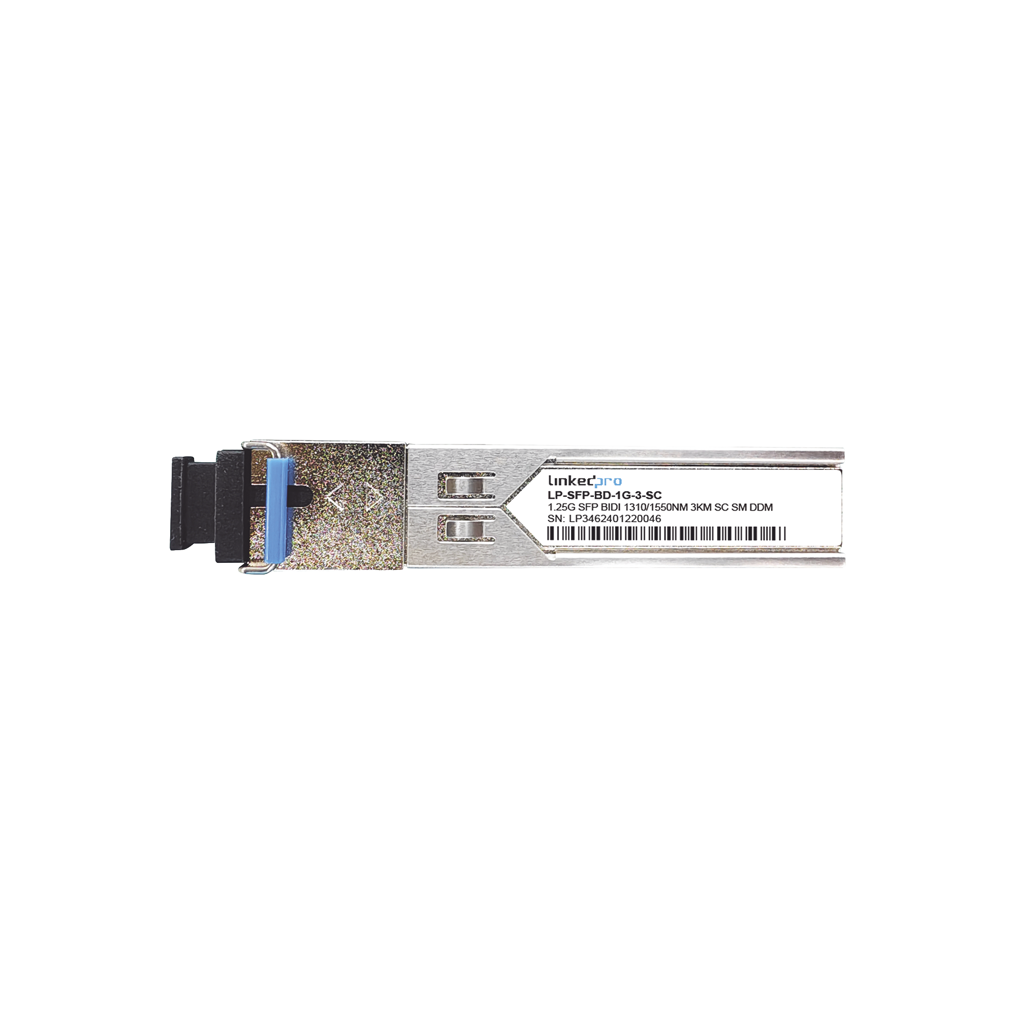 Transceptores Ópticos Bidireccionales SFP (Mini-Gbic) / Monomodo 1310 & 1550 nm / 1.25 Gbps / 1000BASE-BX / Conector SC/UPC Simplex / DDM / Hasta 3 km / 2 Piezas