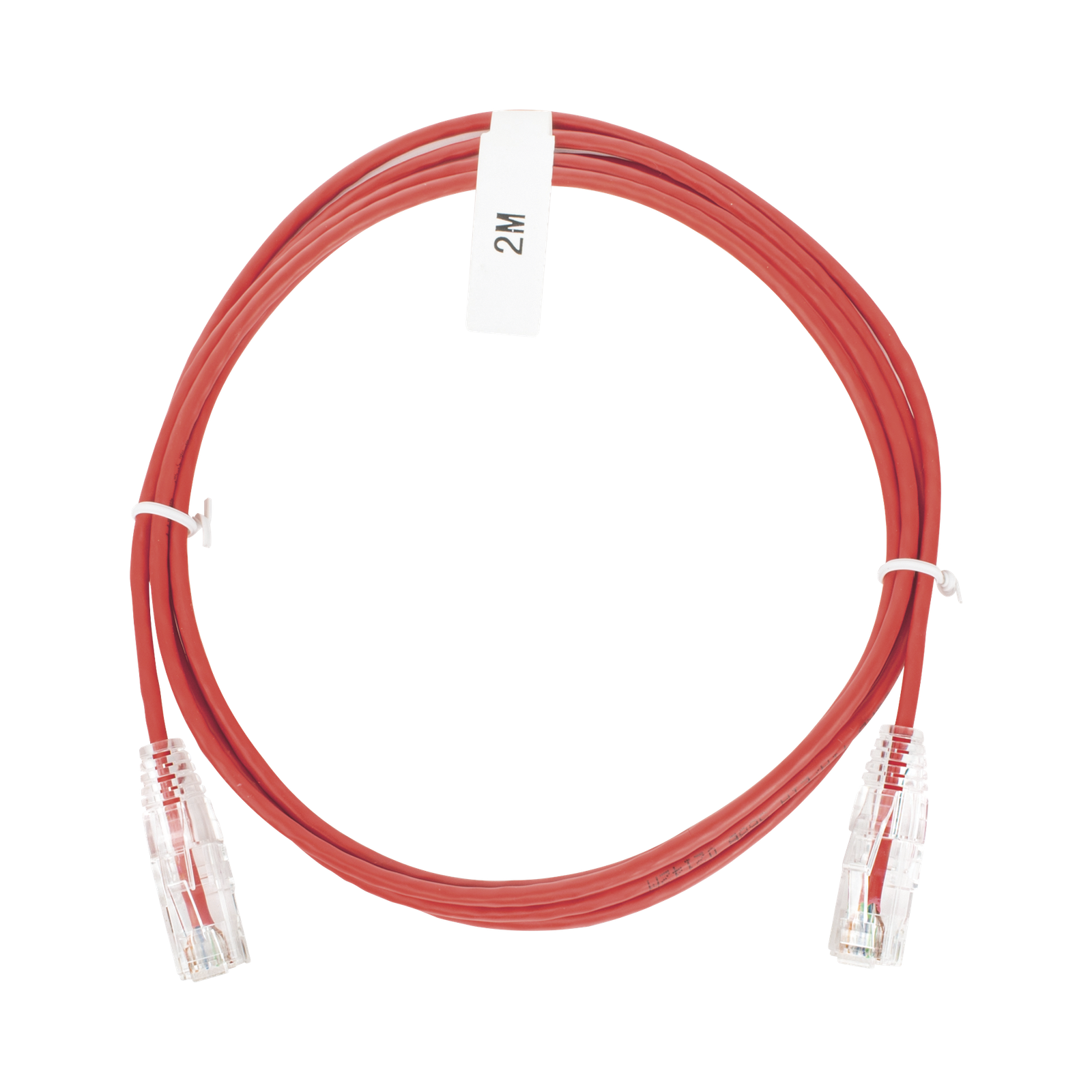 Cable de Parcheo Slim UTP Cat6 - 2 Metros (6.56 Pies) Rojo Diámetro Reducido (28 AWG)
