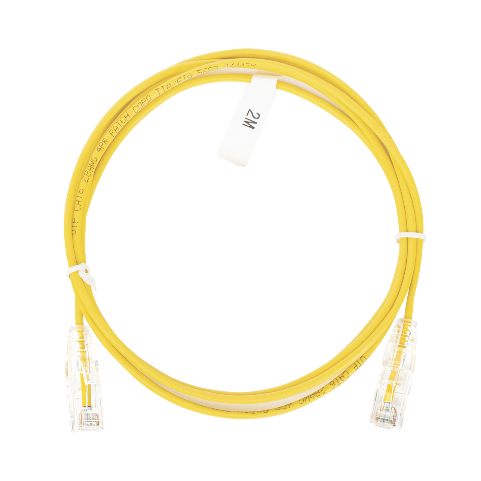 Cable de Parcheo Slim UTP Cat6 - 2 Metros (6.56 Pies) Amarillo Diámetro Reducido (28 AWG)
