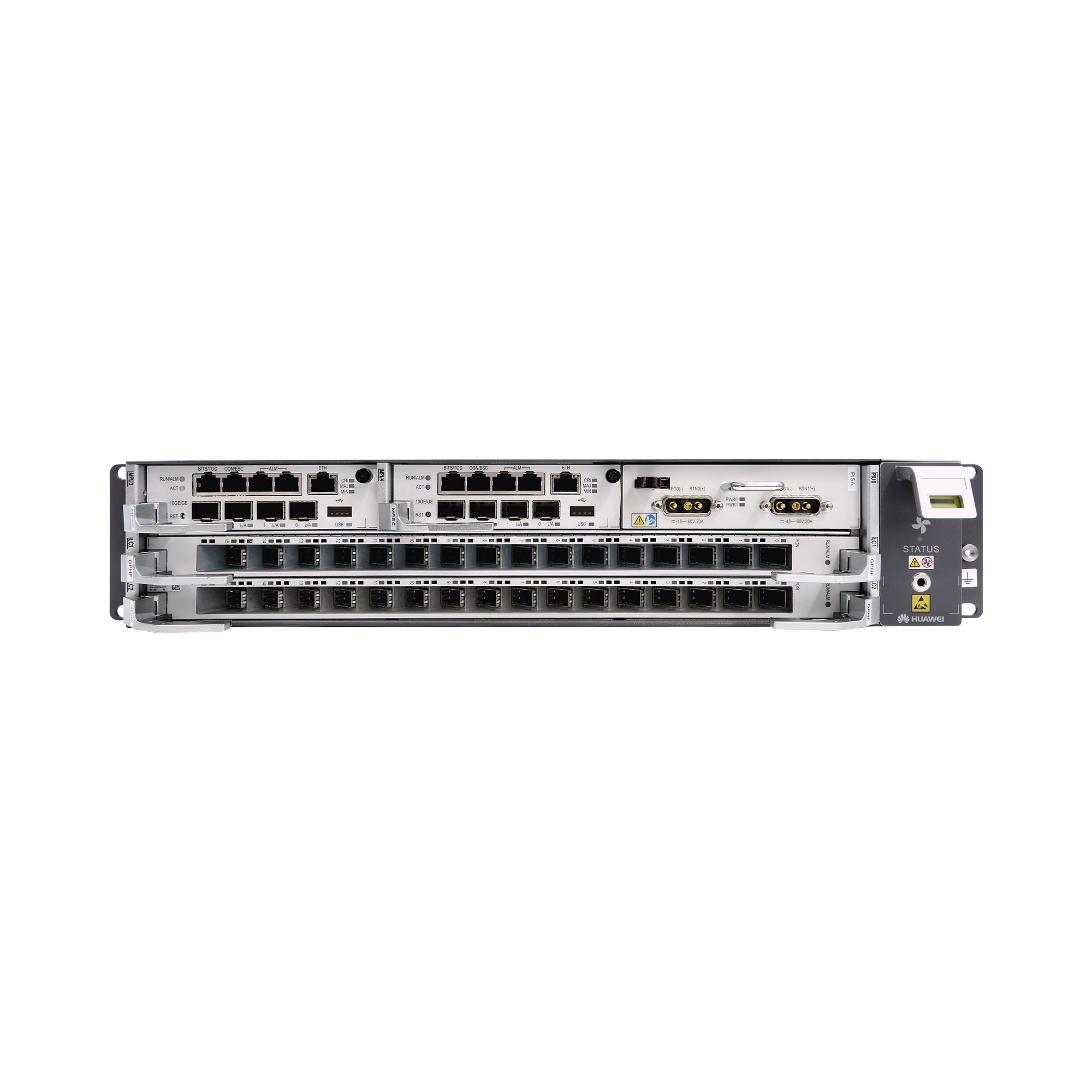 OLT GPON OptiXAccess Carrier Class con 1 tarjeta de 16 puertos GPON C++, 2 ranuraas, 1 fuente de alimentación AC, 2 UR