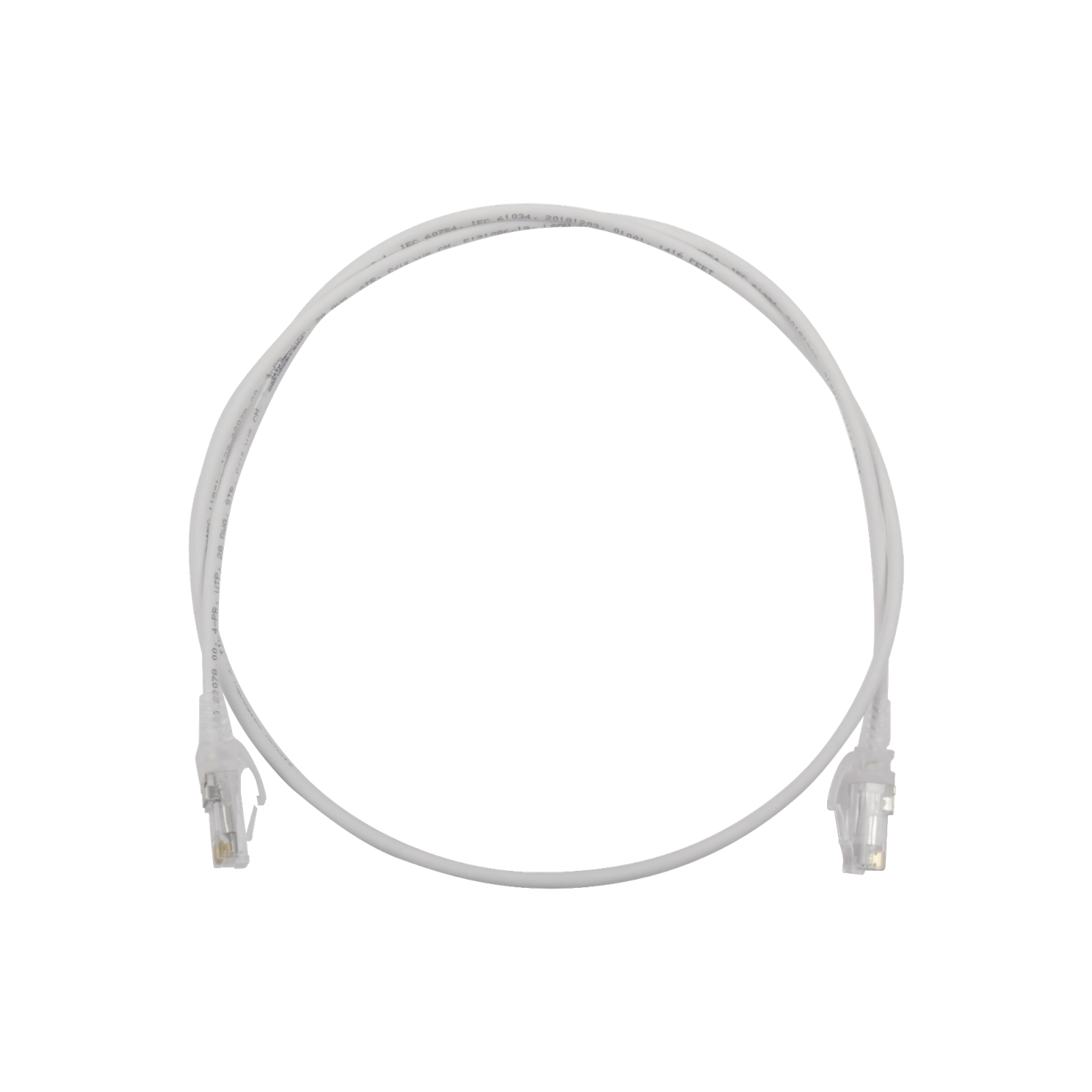 Patch Cord MC6 Modular Cat6 UTP, CM/LS0H, 0.91 Metros (3 Pies), Color Blanco, Diámetro Reducido (28AWG)