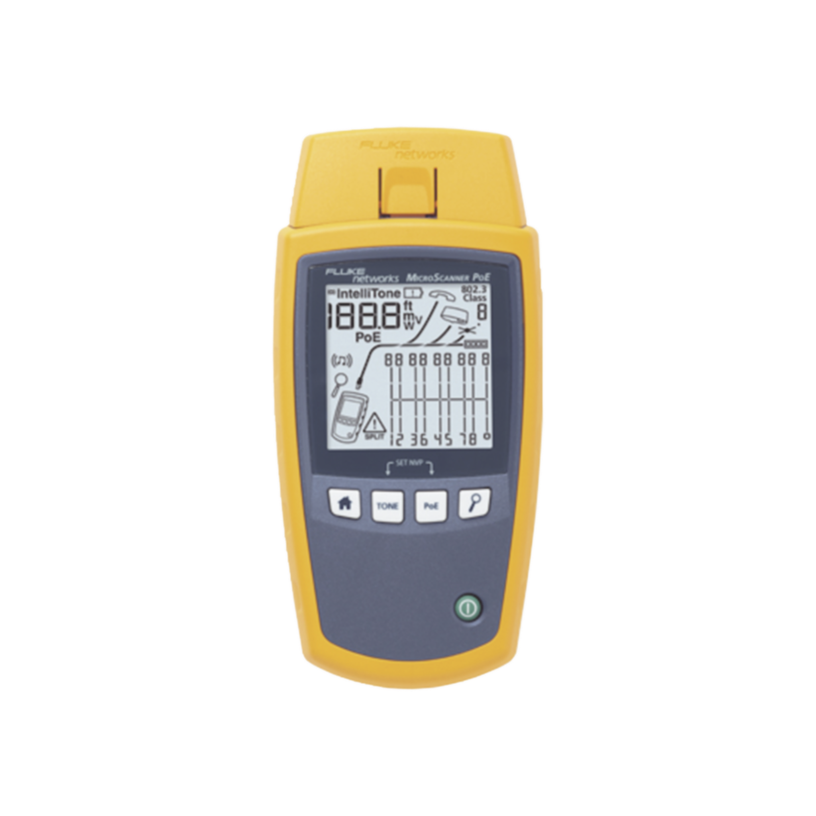 Verificador de Red MicroScanner PoE, para Comprobación de Redes de Voz, Datos, Video y PoE 802.3af, at, bt y UPOE, con Pantalla LCD Retroiluminada